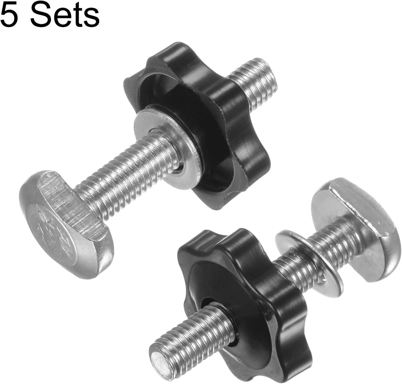 مجموعه 5 عددی پیچ و مهره T-track QUARKZMAN، پیچ رزوه ای M8 x 45 میلی متر، مهره دستی شش گوش M8 x 32 میلی متر، دستگیره بست با واشر برای ابزار و اتصالات نجاری، مشکی مجموعه 5 عددی پیچ و مهره T-track QUARKZMAN، پیچ رزوه ای M8 x 45 میلی متر، مهره دستی شش گوش M8 x 32 میلی متر، دستگیره بست با واشر برای ابزار و اتصالات نجاری، مشکی