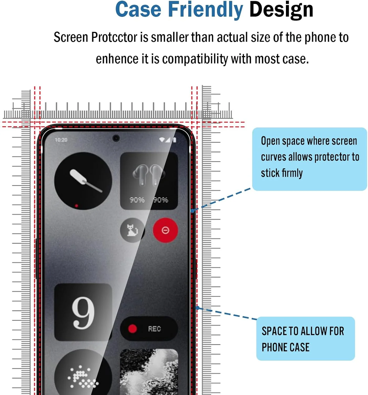 محافظ صفحه نمایش شیشه ای تمپرد Natbok برای گوشی Nothing CMF Phone 1، بسته 2 عددی، سختی 9H، فوق العاده مقاوم، ضد اثر انگشت، بدون حباب، HD-Clear، پوشش کامل فیلم برای گوشی CMF Phone 1 [نصب آسان]