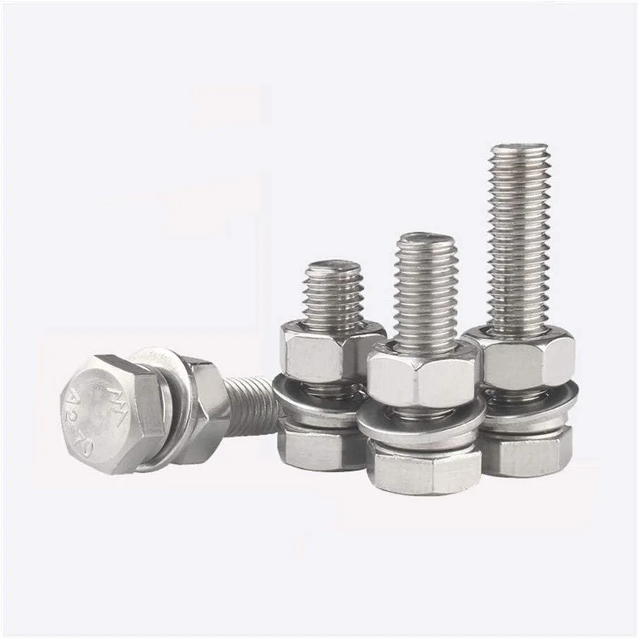 اتصالات پیچ ​​M5 DIN933 سر شش گوش با واشر فنری، واشر تخت و مهره مدل A025 (رنگ: 50 میلی متر، اندازه: M5 (5 عدد))