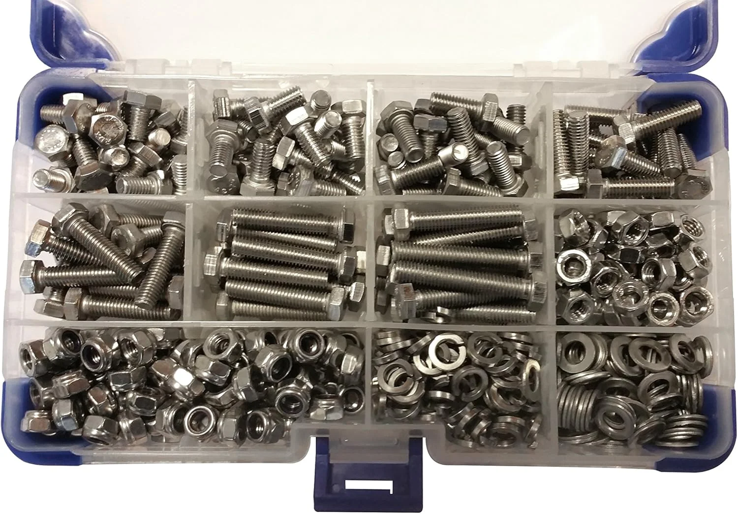 مجموعه پیچ های شش گوش استیل ضد زنگ 650 تکه AHC K-10058 با مهره و واشر، M5 5mm مجموعه پیچ های شش گوش استیل ضد زنگ 650 تکه AHC K-10058 با مهره و واشر، M5 5mm