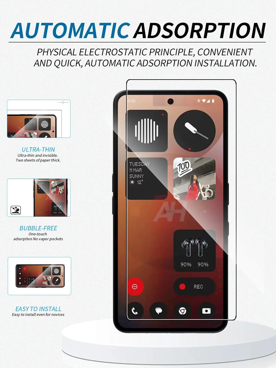 محافظ صفحه نمایش برای گوشی Nothing phone 3A Pro، فیلم شیشه ای حرارت دیده - وضوح بالا، ضد انفجار، ضد خش، ضد اثر انگشت (2 عدد)