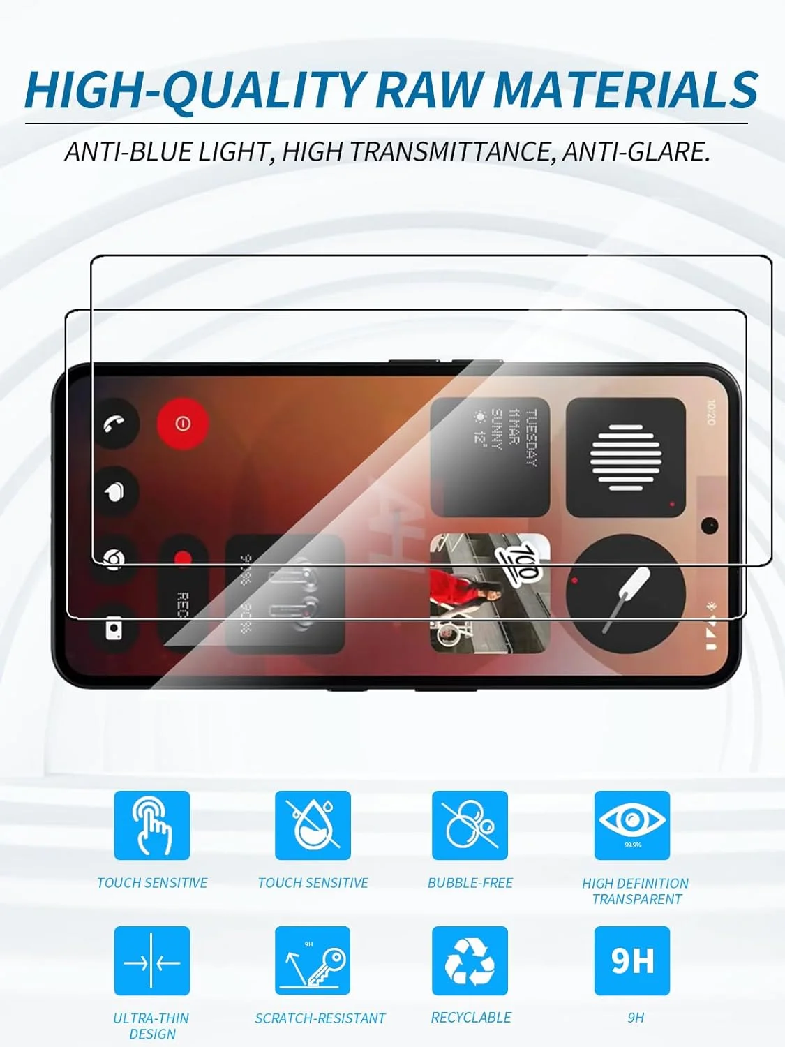 محافظ صفحه نمایش برای گوشی Nothing phone 3A Pro، فیلم شیشه ای حرارت دیده - وضوح بالا، ضد انفجار، ضد خش، ضد اثر انگشت (2 عدد)