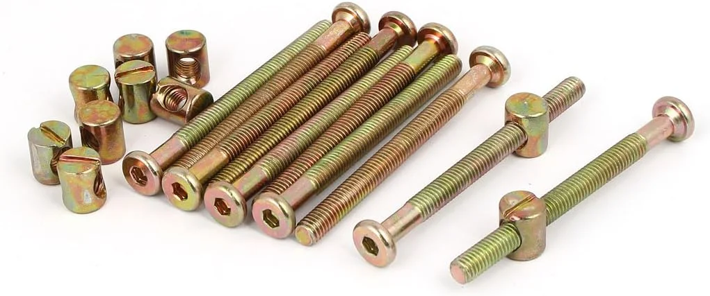 Aexit پیچ و مهره مبلمان با سر استوانه ای و سوکت M6x70mm به همراه مهره اتصال M6x12mm، مجموعه 10 عددی Aexit پیچ و مهره مبلمان با سر استوانه ای و سوکت M6x70mm به همراه مهره اتصال M6x12mm، مجموعه 10 عددی