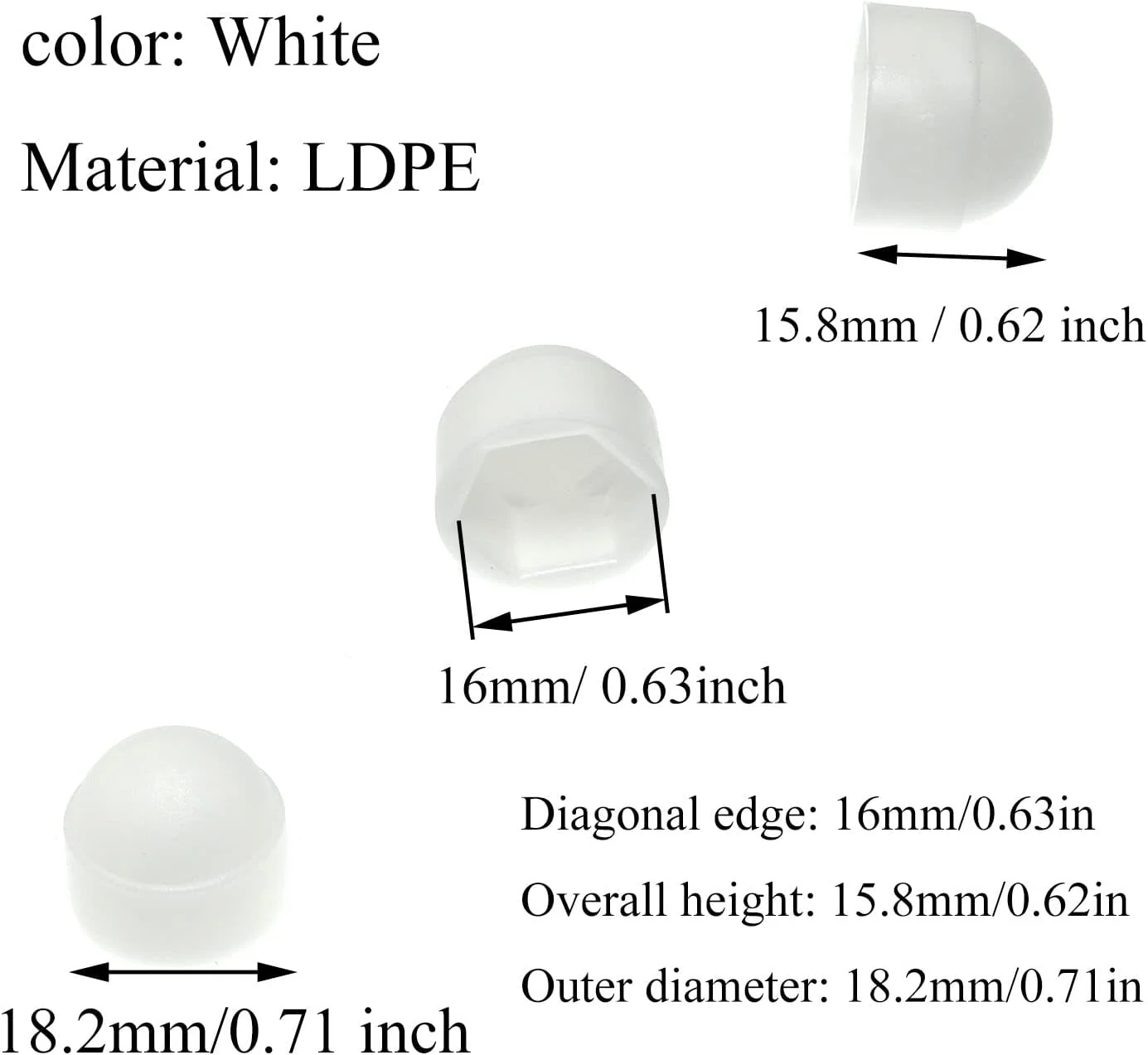 پوشش محافظ مهره و پیچ Pro Bamboo Kitchen، 24 عددی، سفید، گنبدی شش ضلعی، نایلونی، M8x14mm پوشش محافظ مهره و پیچ Pro Bamboo Kitchen، 24 عددی، سفید، گنبدی شش ضلعی، نایلونی، M8x14mm