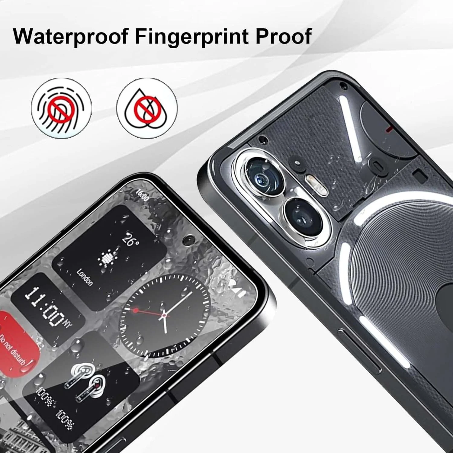 محافظ صفحه نمایش Yenwen برای Nothing Phone 2، بسته 2 عددی شیشه حرارت دیده با 2 محافظ دوربین، فیلم محافظ تلفن همراه شیشه ای سخت با وضوح HD