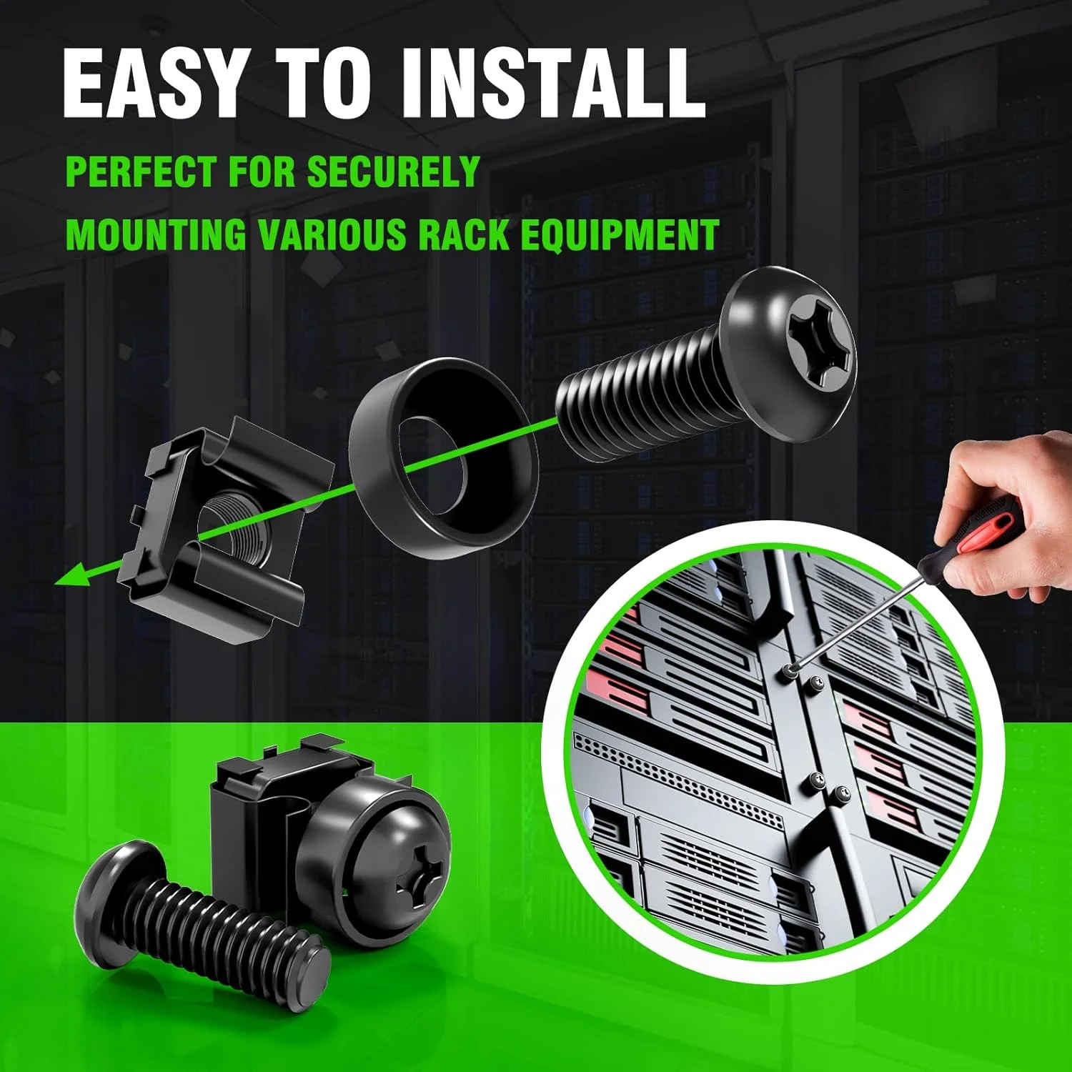 XOOL 50 عدد مهره قفسی رک M6 x 16mm، پیچ و واشر برای کابینت سرور رک، قفسه های سرور رک، روترها، پیچ های رک و مهره های مربعی، بست کمربندی قفل شونده رایگان XOOL 50 عدد مهره قفسی رک M6 x 16mm، پیچ و واشر برای کابینت سرور رک، قفسه های سرور رک، روترها، پیچ های رک و مهره های مربعی، بست کمربندی قفل شونده رایگان