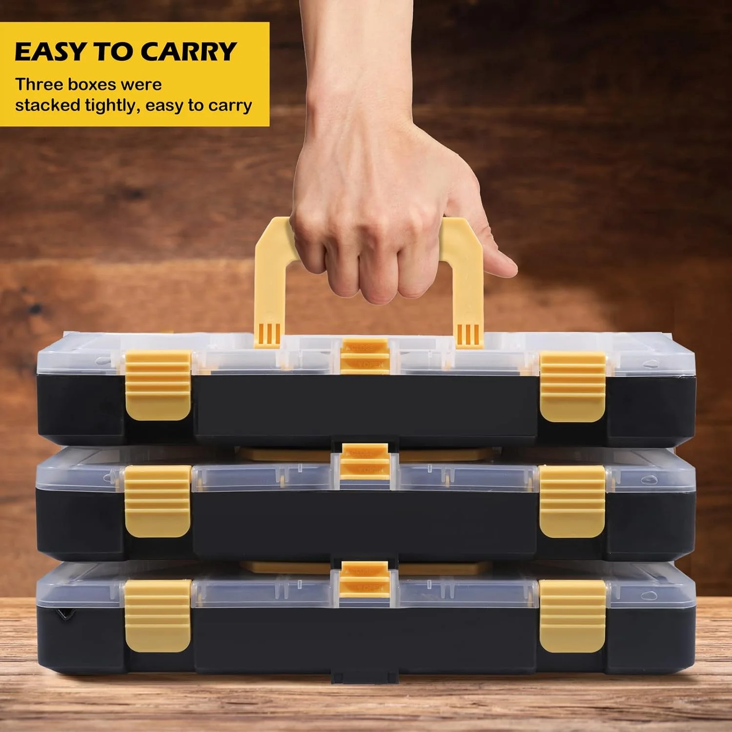 جعبه ابزار بونوست با جداکننده های پلاستیکی متحرک، سازمان دهنده پیچ و مهره و محل نگهداری قطعات کوچک، میخ، پیچ و مهره