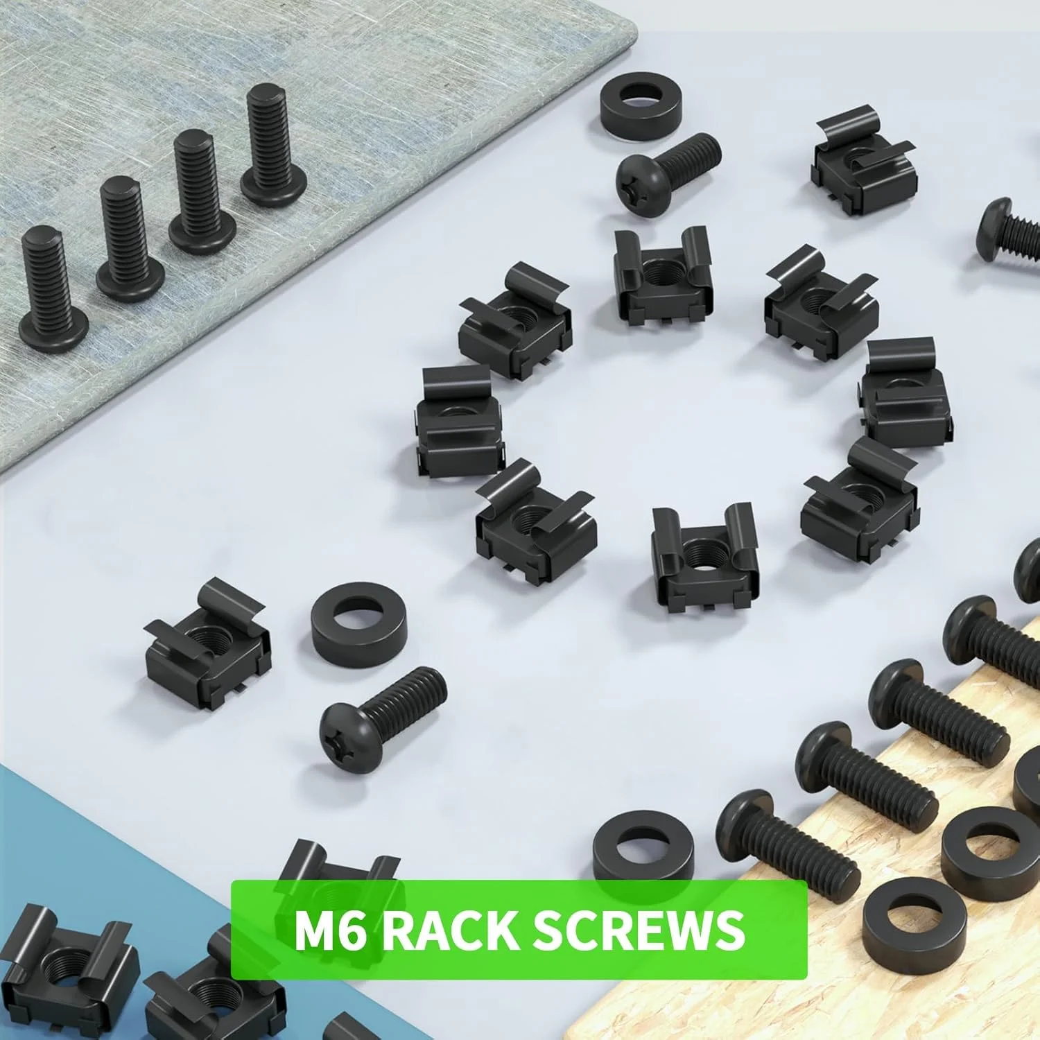 XOOL 50 عدد مهره قفسی رک M6 x 16mm، پیچ و واشر برای کابینت سرور رک، قفسه های سرور رک، روترها، پیچ های رک و مهره های مربعی، بست کمربندی قفل شونده رایگان XOOL 50 عدد مهره قفسی رک M6 x 16mm، پیچ و واشر برای کابینت سرور رک، قفسه های سرور رک، روترها، پیچ های رک و مهره های مربعی، بست کمربندی قفل شونده رایگان