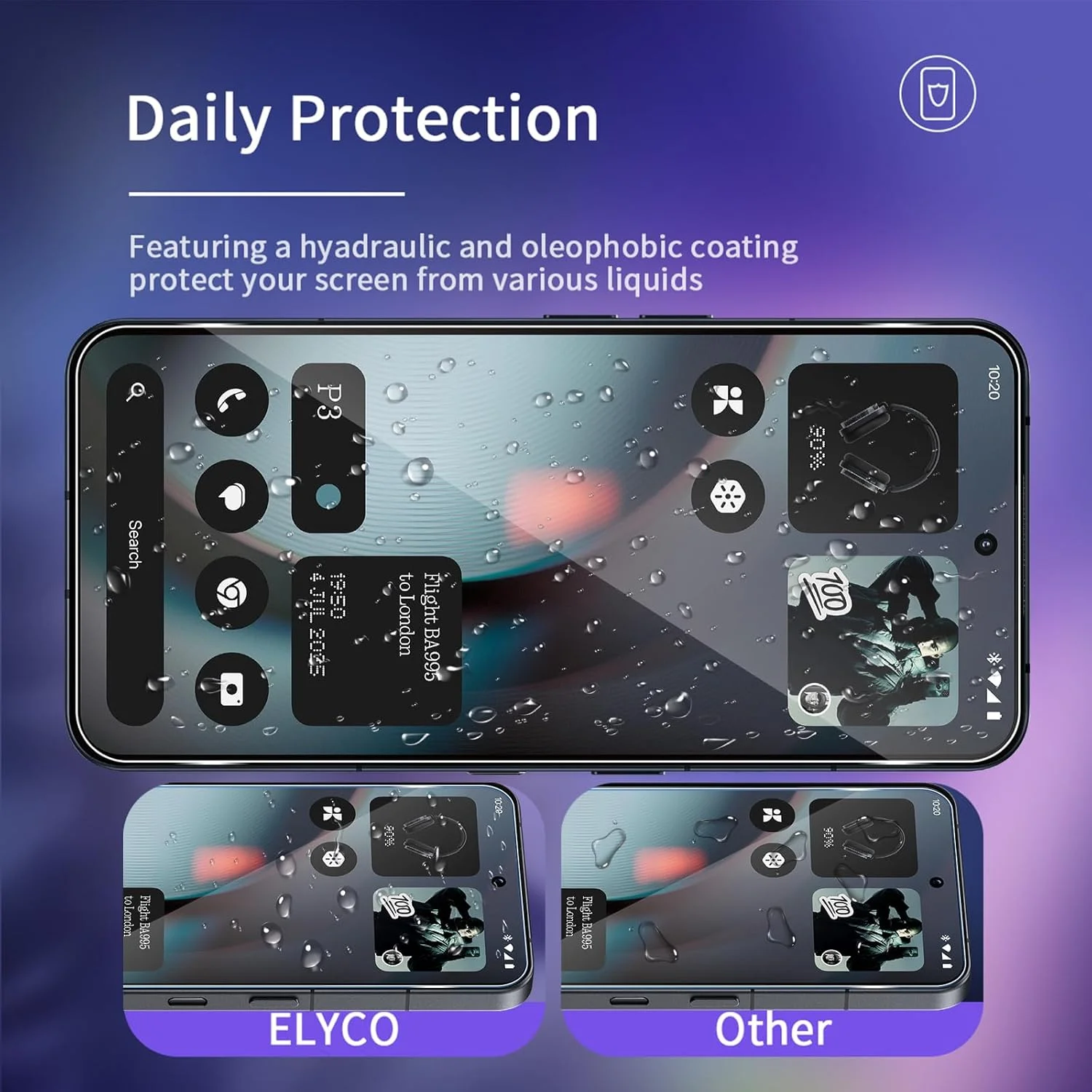 محافظ صفحه نمایش ELYCO سازگار با ناتینگ فون 3، شیشه حرارت دیده، بسته 3 عددی محافظ صفحه و 3 عددی فیلم محافظ دوربین، سختی 9H، ضد خش، بدون حباب، محافظ دوربین شفاف HD