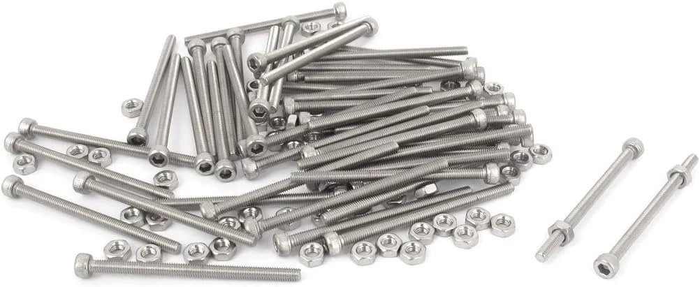 uxcell پیچ و مهره سر استوانه ای آلن خور M3x45mm با مهره، مجموعه 50 عددی uxcell پیچ و مهره سر استوانه ای آلن خور M3x45mm با مهره، مجموعه 50 عددی