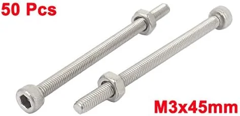 uxcell پیچ و مهره سر استوانه ای آلن خور M3x45mm با مهره، مجموعه 50 عددی uxcell پیچ و مهره سر استوانه ای آلن خور M3x45mm با مهره، مجموعه 50 عددی