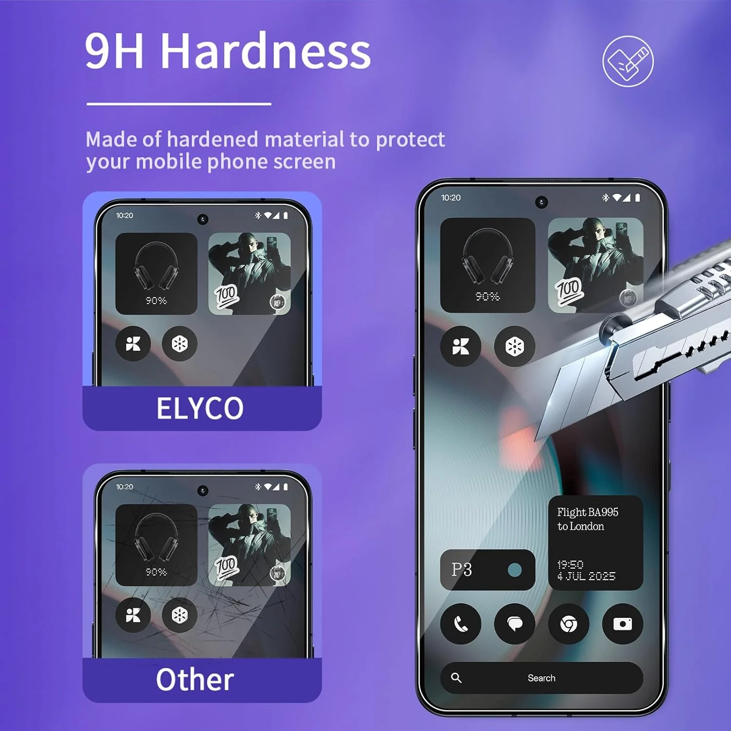 محافظ صفحه نمایش ELYCO سازگار با ناتینگ فون 3، شیشه حرارت دیده، بسته 3 عددی محافظ صفحه و 3 عددی فیلم محافظ دوربین، سختی 9H، ضد خش، بدون حباب، محافظ دوربین شفاف HD