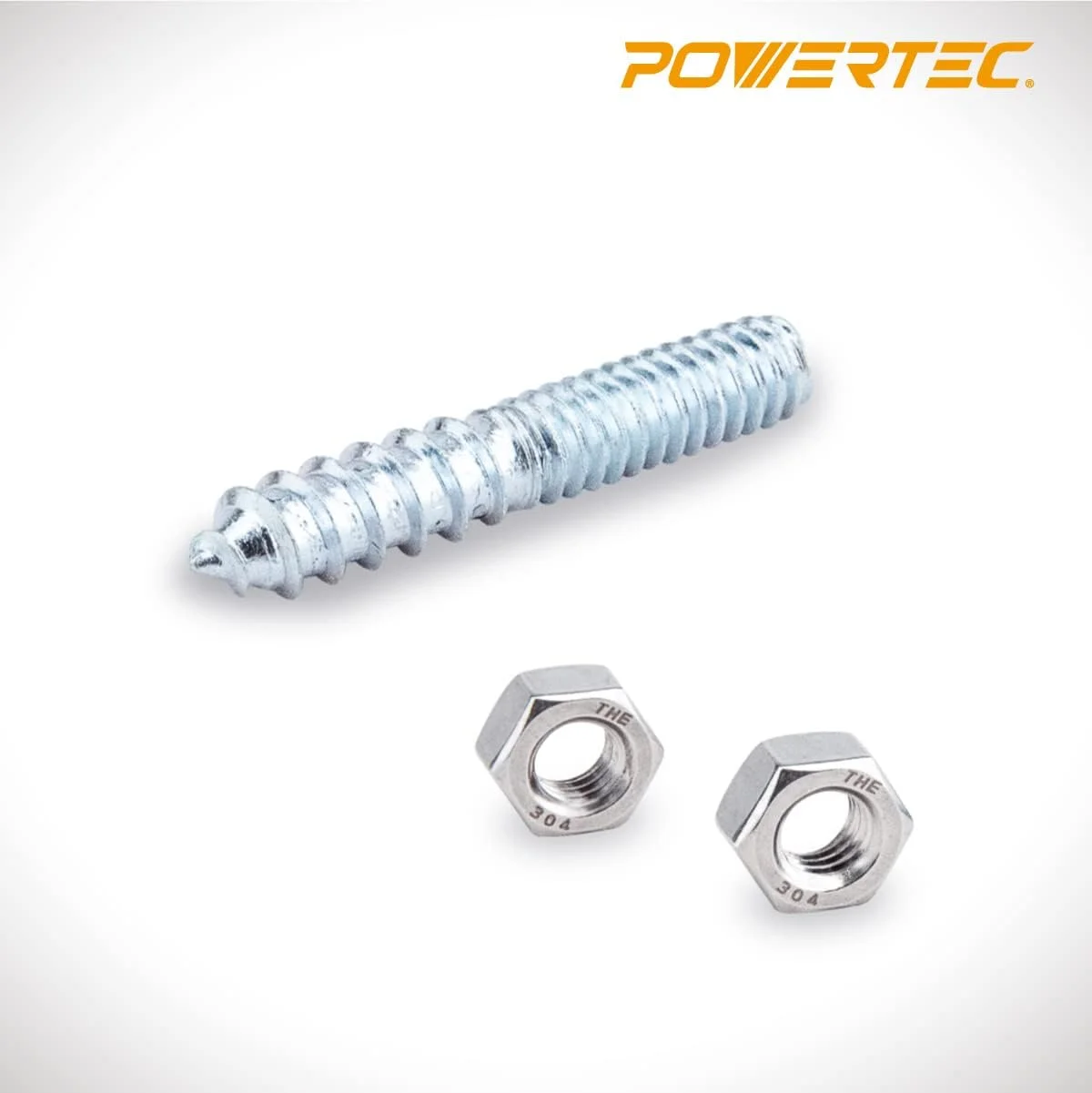 پیچ های آویز POWERTEC QHB1002، سایز 1/4-20 x 1-1/2 اینچ، بسته 50 عددی به همراه 2 عدد مهره شش گوش نصب پیچ پیچ های آویز POWERTEC QHB1002، سایز 1/4-20 x 1-1/2 اینچ، بسته 50 عددی به همراه 2 عدد مهره شش گوش نصب پیچ