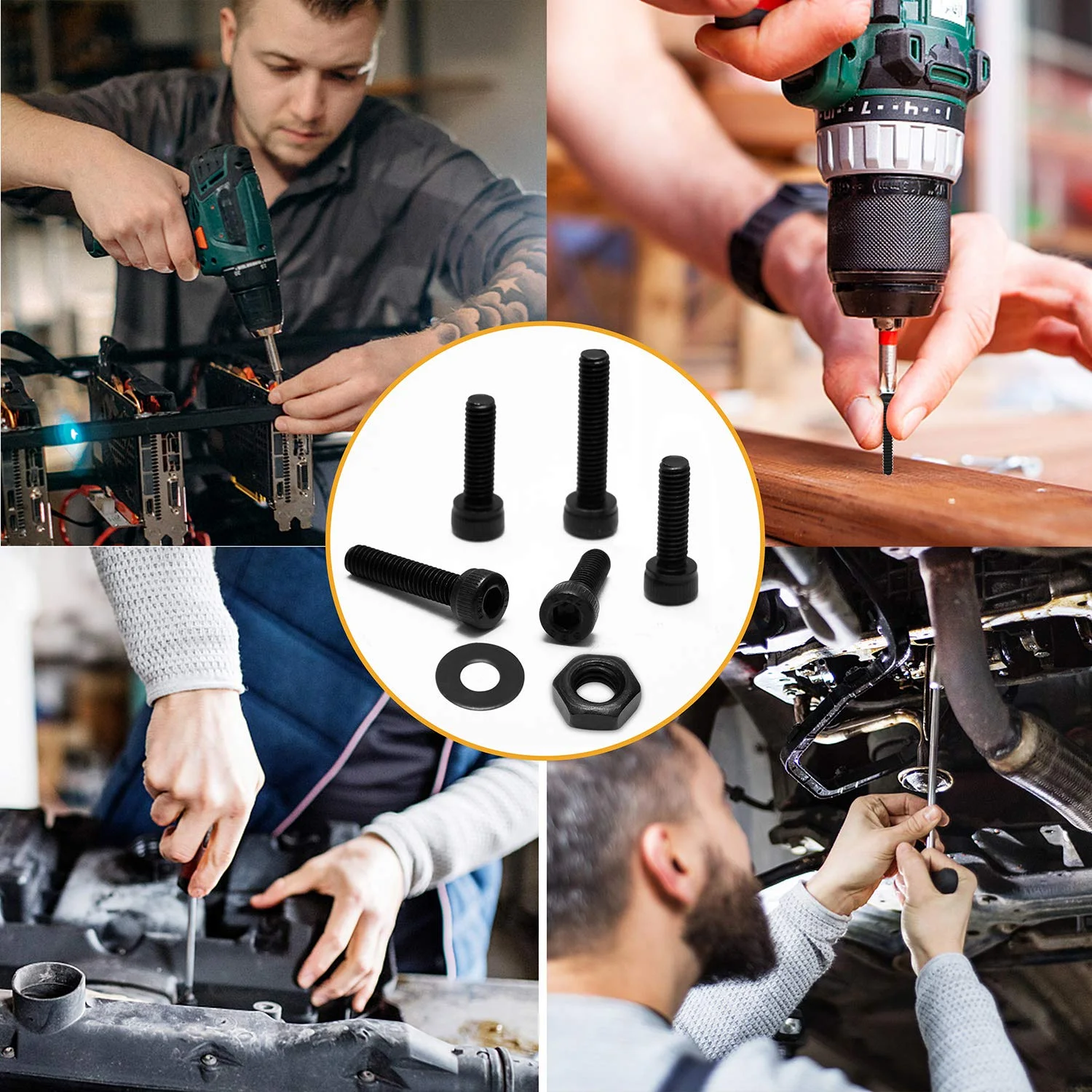 مجموعه پیچ 1225 عددی VIGRUE شامل پیچ های دکمه ای با سر شش گوش، مهره و واشر فولادی آلیاژی M2 M3 M4 M5 به همراه جعبه نگهداری و آچار مجموعه پیچ 1225 عددی VIGRUE شامل پیچ های دکمه ای با سر شش گوش، مهره و واشر فولادی آلیاژی M2 M3 M4 M5 به همراه جعبه نگهداری و آچار