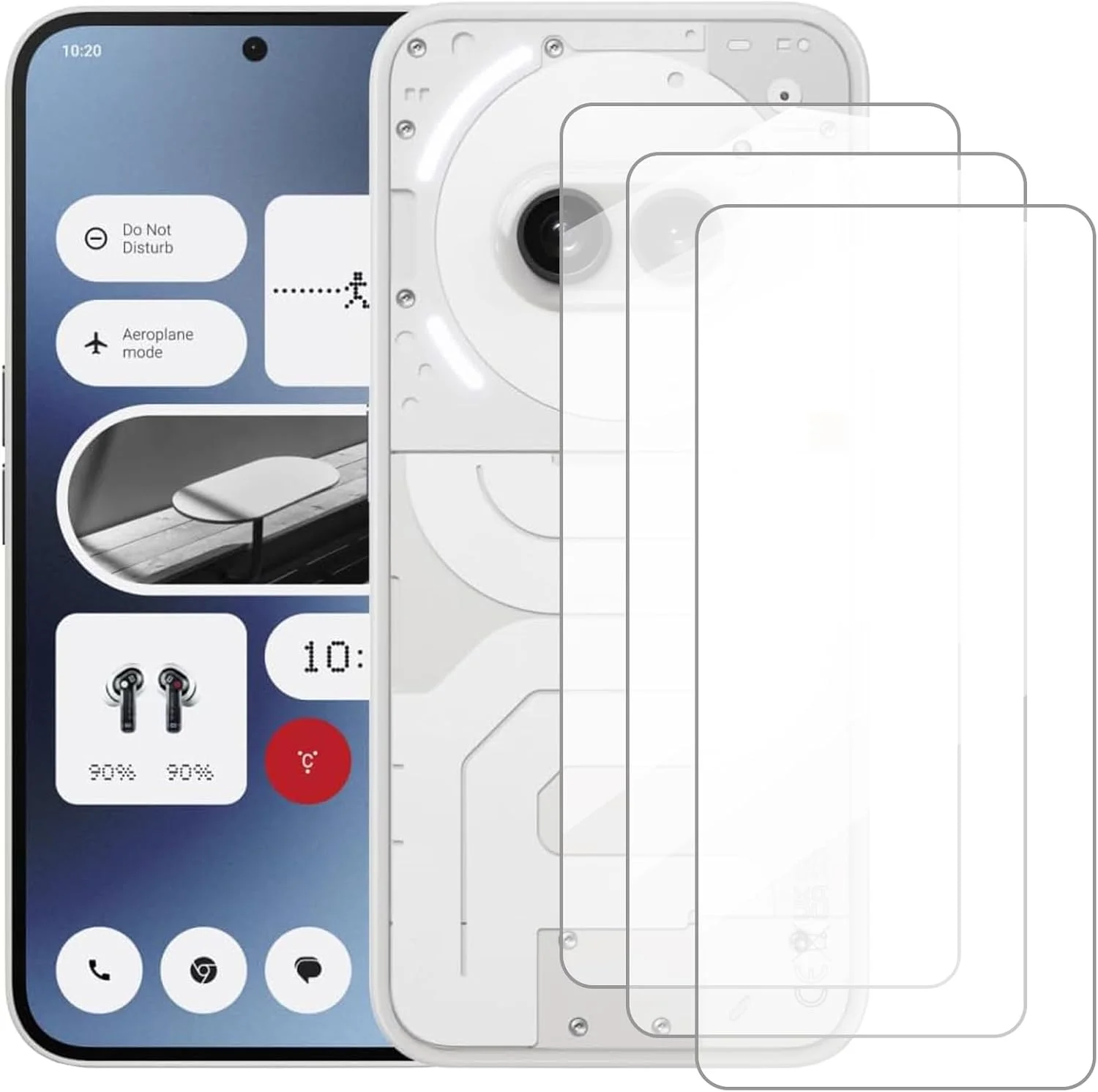 محافظ صفحه نمایش دامولون سازگار با ناتینگ فون (2a) (6.7 اینچ) [بسته 3 عددی] محافظ صفحه شیشه ای حرارت دیده مناسب برای ناتینگ فون (2a)