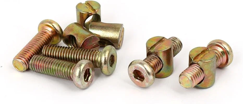 پیچ و مهره مبلمان M8x25mm با آچار آلن و مهره اتصال M8x15mm، 5 ست