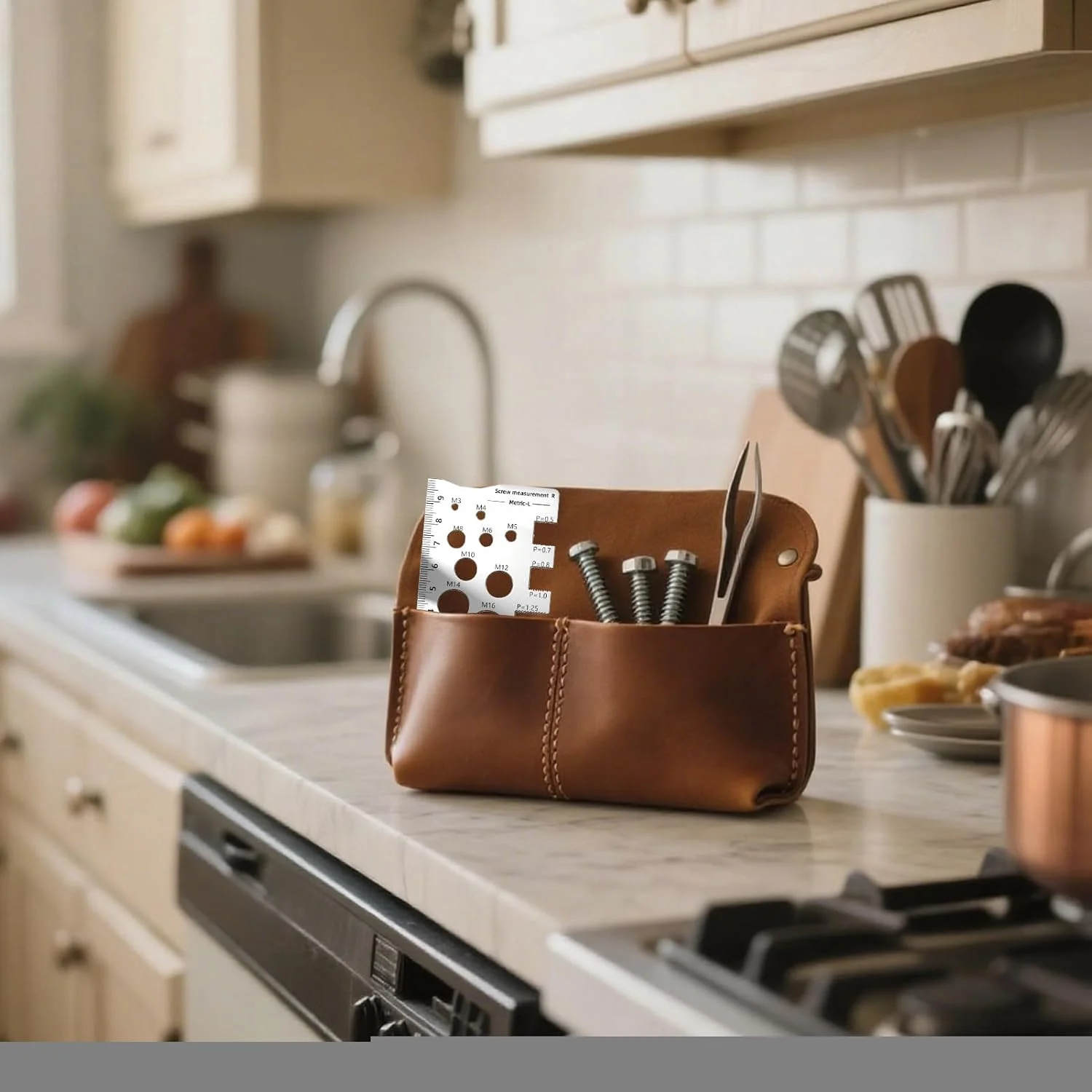 ابزار بررسی رزوه مهره و پیچ، گیج مهره و پیچ | ابزار اندازه گیری پیچ فولادی ضد زنگ قابل حمل برای تکنسین های تولید، فروشگاه سخت افزار، سایت ساخت و ساز، مکانیک ها، برقکارها