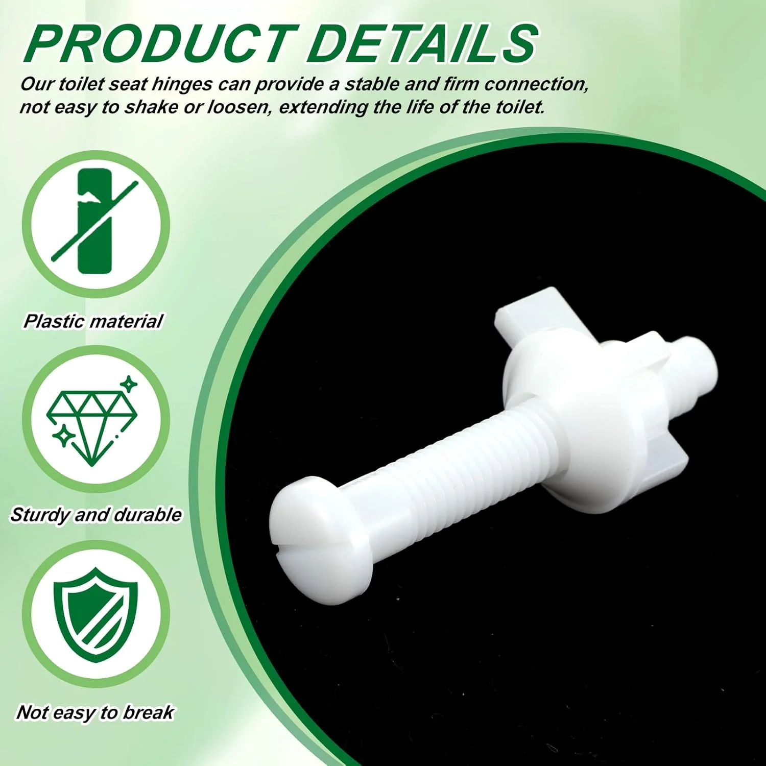 ست 4 عددی پیچ و مهره جایگزین درب توالت فرنگی، پلاستیکی سفید، سخت افزار جهانی براکت پیچ های صندلی توالت با مهره و واشر، پیچ های لولای درب توالت برای کیت قطعات بست درب توالت نصب از بالا ست 4 عددی پیچ و مهره جایگزین درب توالت فرنگی، پلاستیکی سفید، سخت افزار جهانی براکت پیچ های صندلی توالت با مهره و واشر، پیچ های لولای درب توالت برای کیت قطعات بست درب توالت نصب از بالا