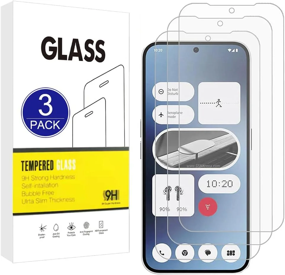 ایکس-دیسیون [بسته 3 عددی] سازگار با محافظ صفحه نمایش ناتینگ فون 2A، فیلم محافظ 2.5 بعدی [سختی 9H، ضد شکستگی] فیلم شیشه ای حرارت دیده