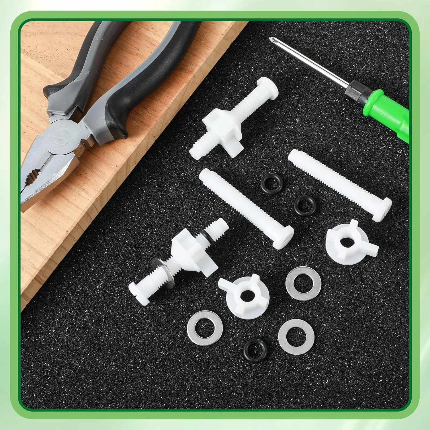 ست 4 عددی پیچ و مهره جایگزین درب توالت فرنگی، پلاستیکی سفید، سخت افزار جهانی براکت پیچ های صندلی توالت با مهره و واشر، پیچ های لولای درب توالت برای کیت قطعات بست درب توالت نصب از بالا ست 4 عددی پیچ و مهره جایگزین درب توالت فرنگی، پلاستیکی سفید، سخت افزار جهانی براکت پیچ های صندلی توالت با مهره و واشر، پیچ های لولای درب توالت برای کیت قطعات بست درب توالت نصب از بالا