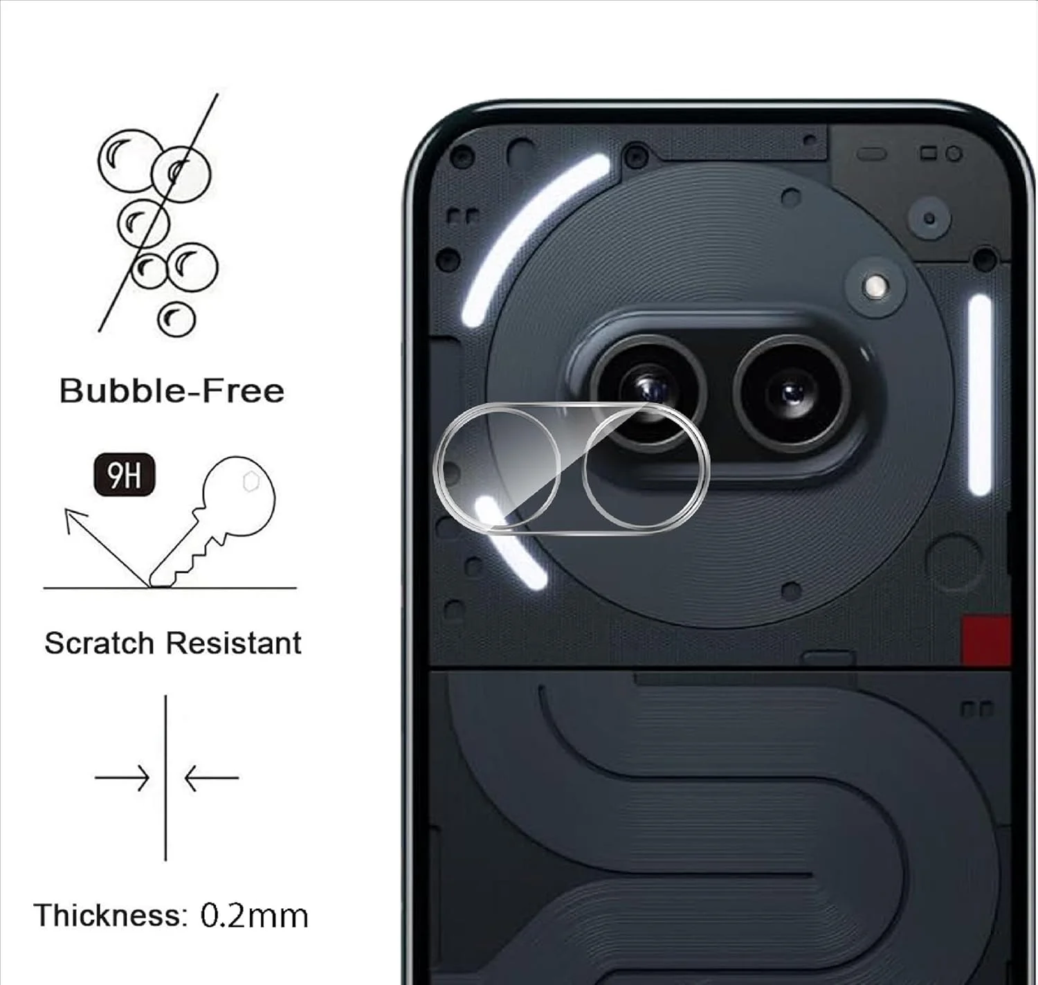 محافظ لنز دوربین عقب سازگار با ناتینگ فون 2a پلاس/2a از برند GIOPUEY، [3 عدد] شیشه حرارت دیده سه بعدی [بسیار شفاف] محافظ لنز دوربین شیشه ای برای ناتینگ فون 2a پلاس/2a