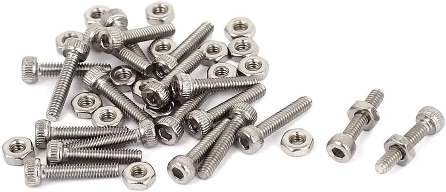 uxcell پیچ و مهره سر استوانه ای آجدار M2x10mm با سوکت شش گوش، مجموعه 20 عددی