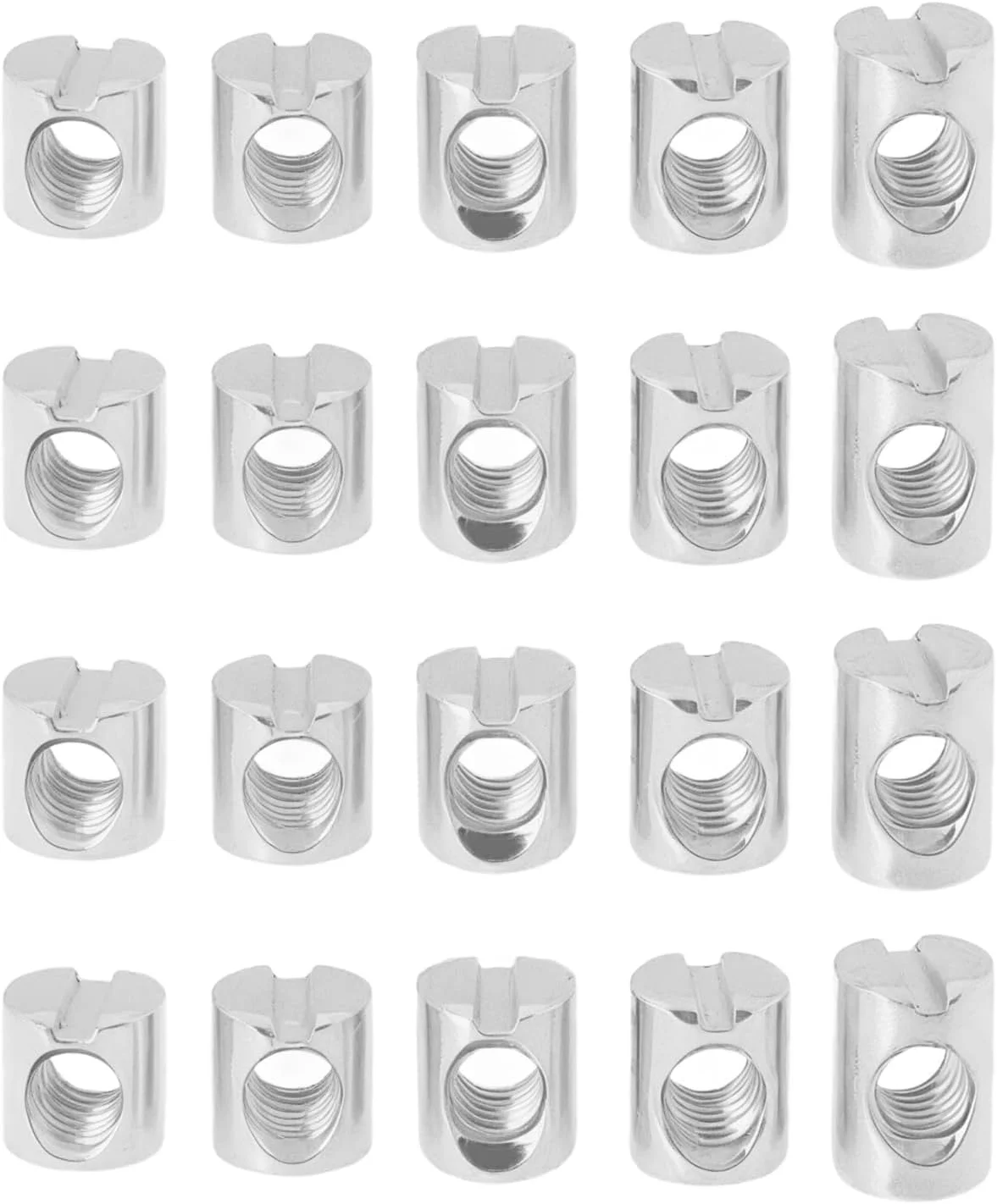 VGOL Pack of 50 Furniture Cylinder Nuts M6 Galvanised Steel Bolt Nut M6 x 10 mm Cross Dowel for Bed Furniture Insert Repair Bolt Slot Dowel Chair Bed Cabinet Attachment Connection