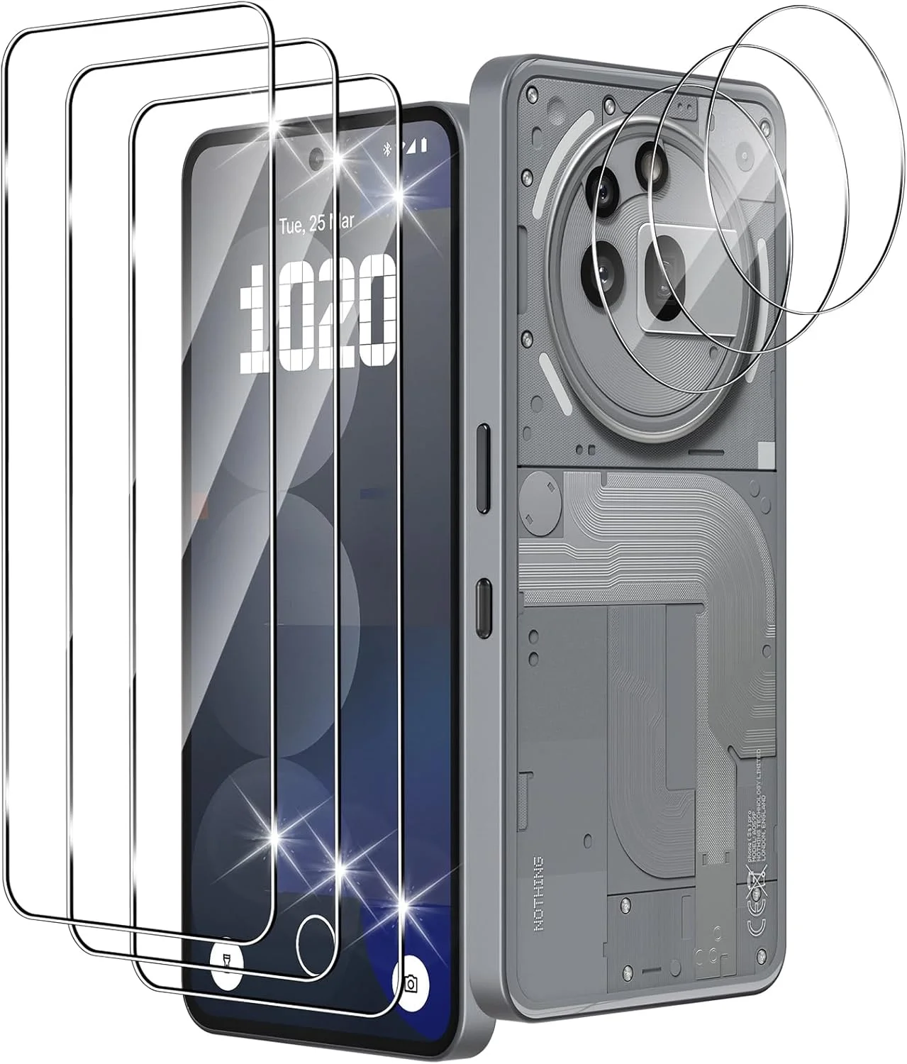 محافظ صفحه نمایش Xunzii برای ناتینگ فون 3A PRO 5G، شیشه حرارت دیده و محافظ دوربین، فیلم محافظ شفاف 0.33 میلی متری، محافظ صفحه نمایش با سختی 9H، فیلم شیشه ای حرارت دیده ضد خش