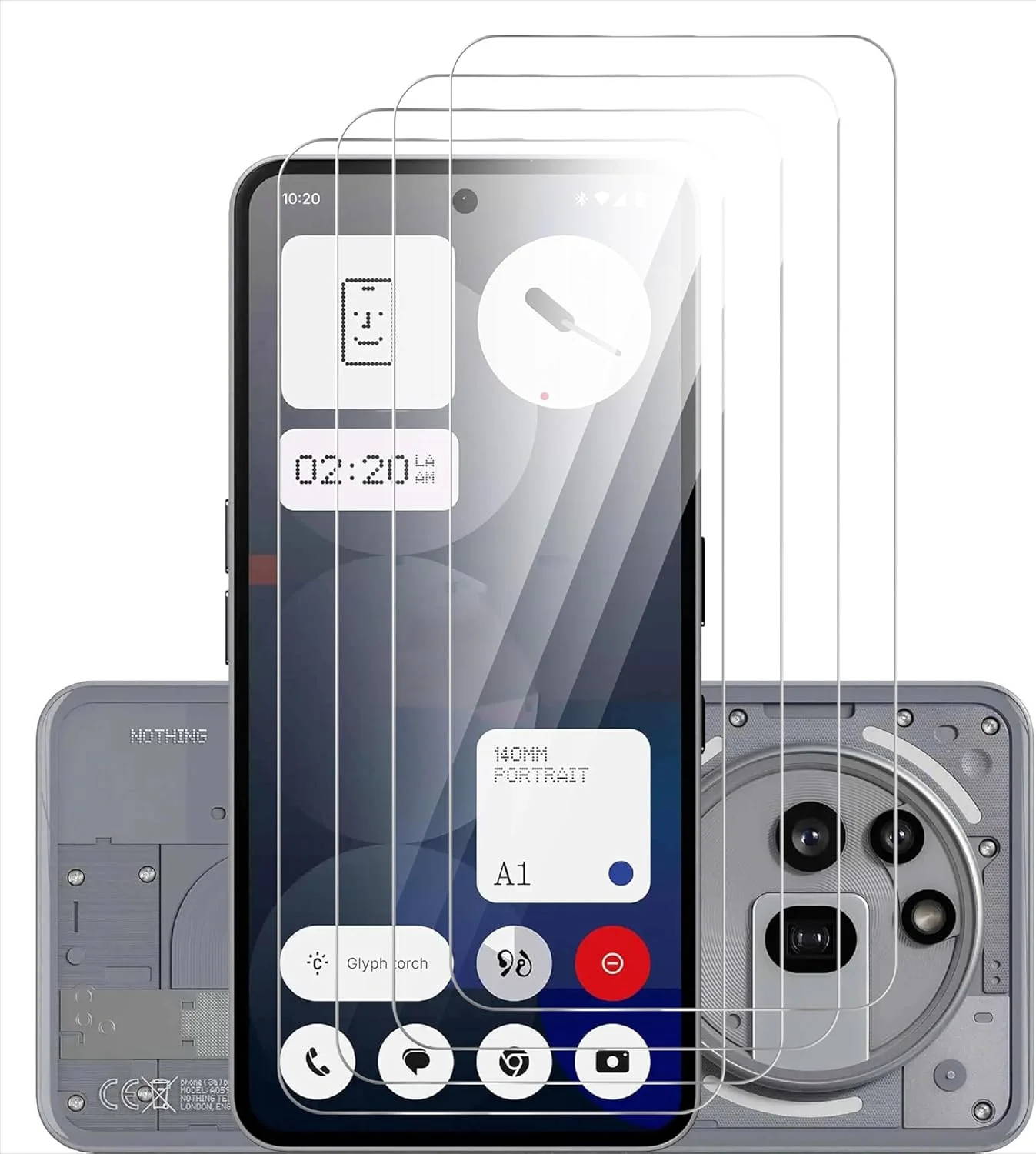 محافظ صفحه نمایش شیشه ای تمپرد سازگار با Nothing Phone (3a) Pro، انتقال نور بالا، مقاوم در برابر خراش، سازگار با قاب، 4 عدد