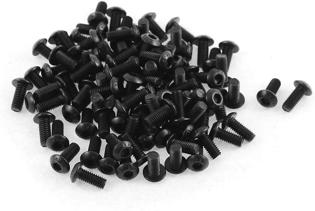 uxcell پیچ ​​سر دکمه ای آلیاژ فولادی M3x7mm 10.9 با سوکت شش گوش، 100 عدد