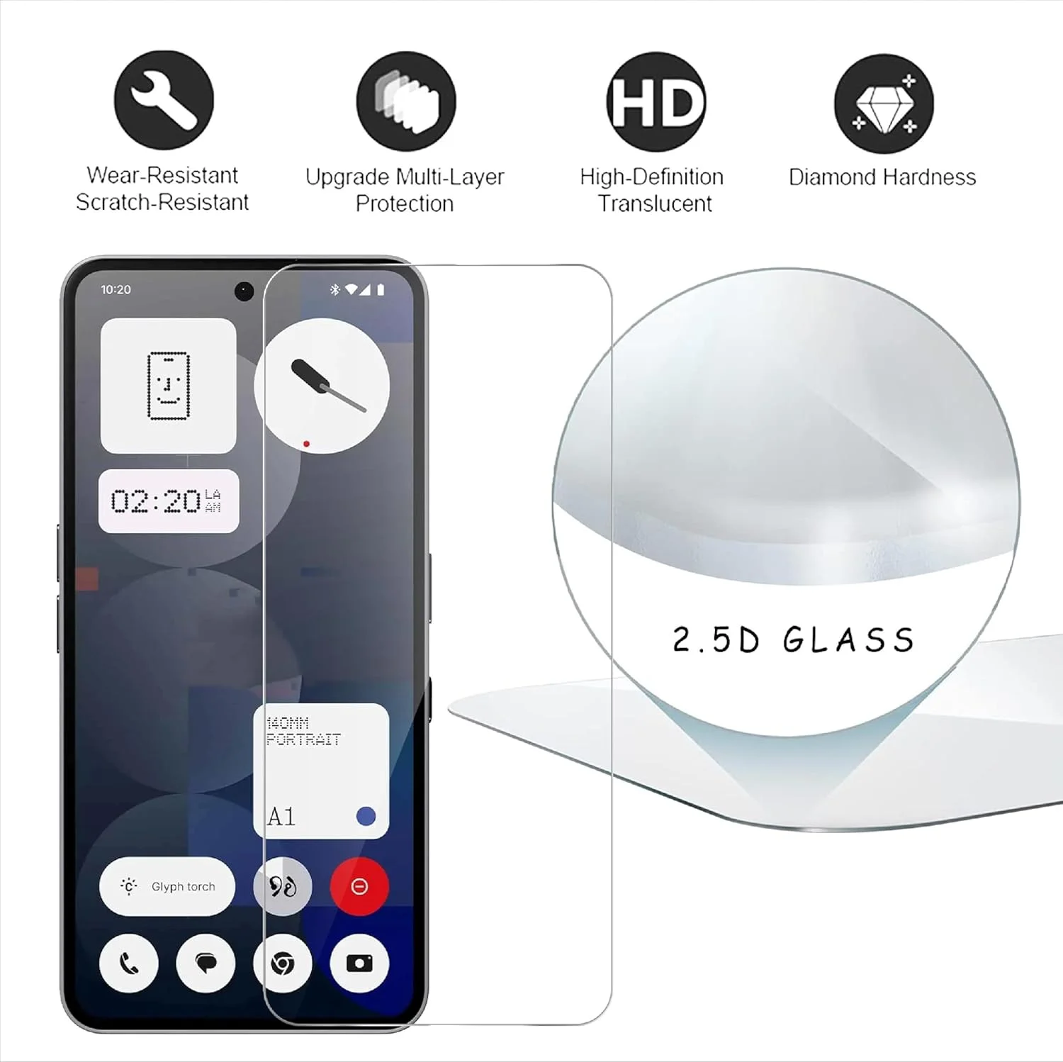 محافظ صفحه نمایش شیشه ای تمپرد سازگار با Nothing Phone (3a) Pro، انتقال نور بالا، مقاوم در برابر خراش، سازگار با قاب، 4 عدد