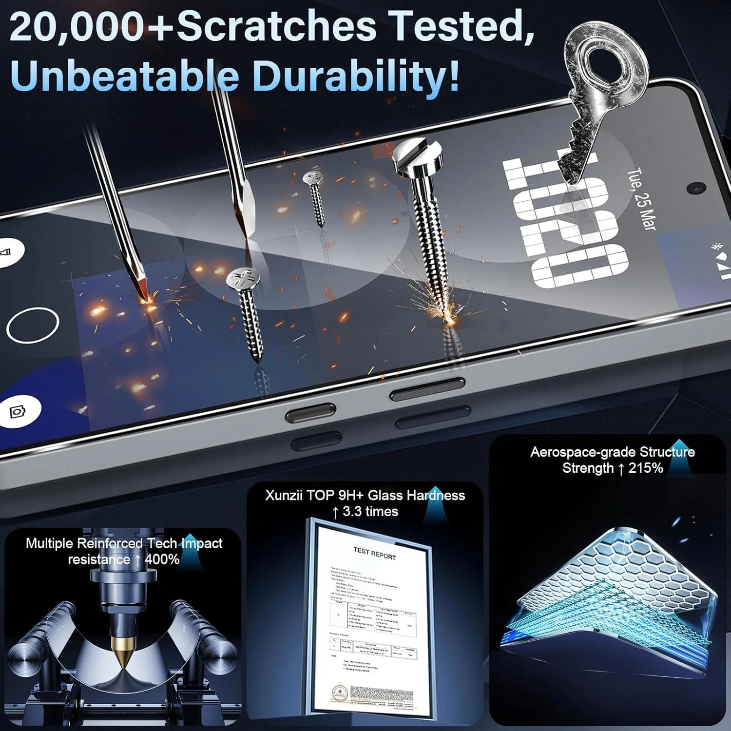 محافظ صفحه نمایش Xunzii برای ناتینگ فون 3A PRO 5G، شیشه حرارت دیده و محافظ دوربین، فیلم محافظ شفاف 0.33 میلی متری، محافظ صفحه نمایش با سختی 9H، فیلم شیشه ای حرارت دیده ضد خش