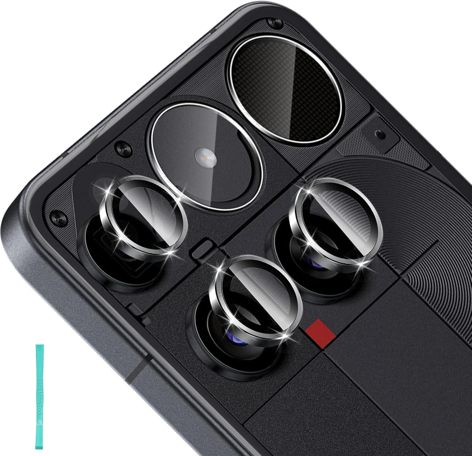 محافظ لنز دوربین عقب Funrae برای Nothing Phone 3، حلقه فلزی محافظ لنز، محافظ صفحه نمایش دوربین و شیشه حرارت دیده 9H HD [2+1 قطعه]