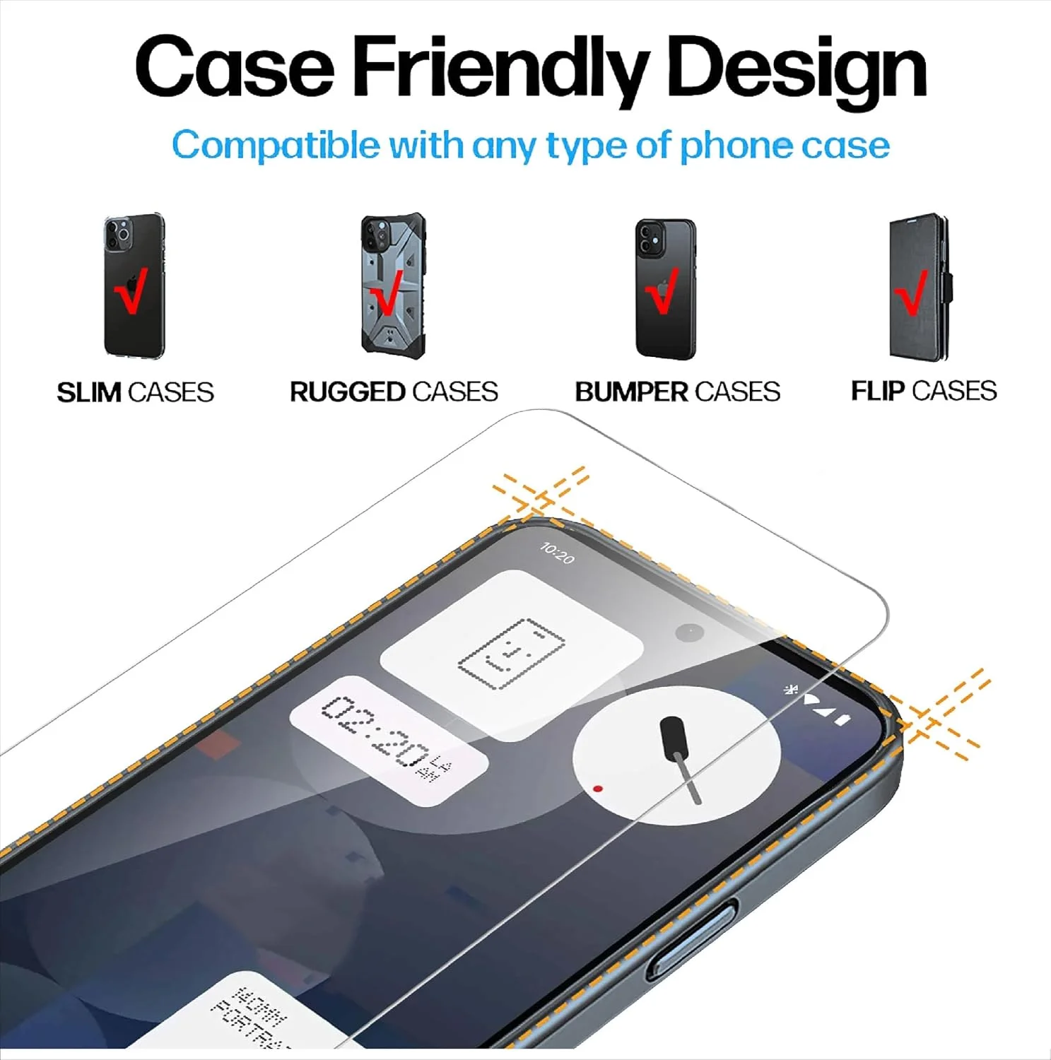 محافظ صفحه نمایش شیشه ای تمپرد سازگار با Nothing Phone (3a) Pro، انتقال نور بالا، مقاوم در برابر خراش، سازگار با قاب، 4 عدد