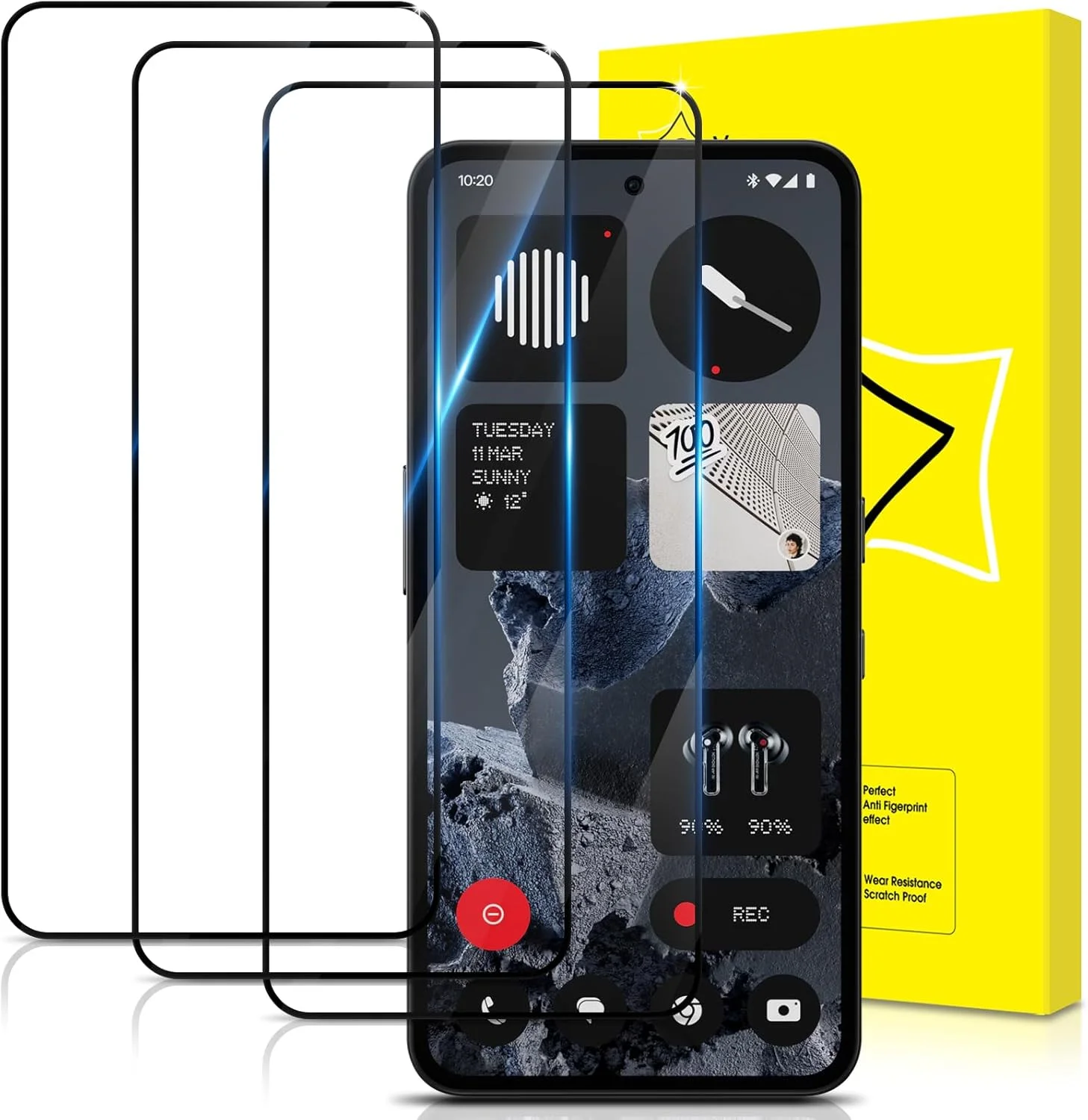 محافظ صفحه نمایش شیشه ای حرارت دیده GiiYoon بسته 3 عددی برای گوشی Nothing CMF Phone 2 Pro [پوشش کامل HD] [نصب آسان] [لبه گرد] [مقاوم در برابر خراش] [سختی 9H]