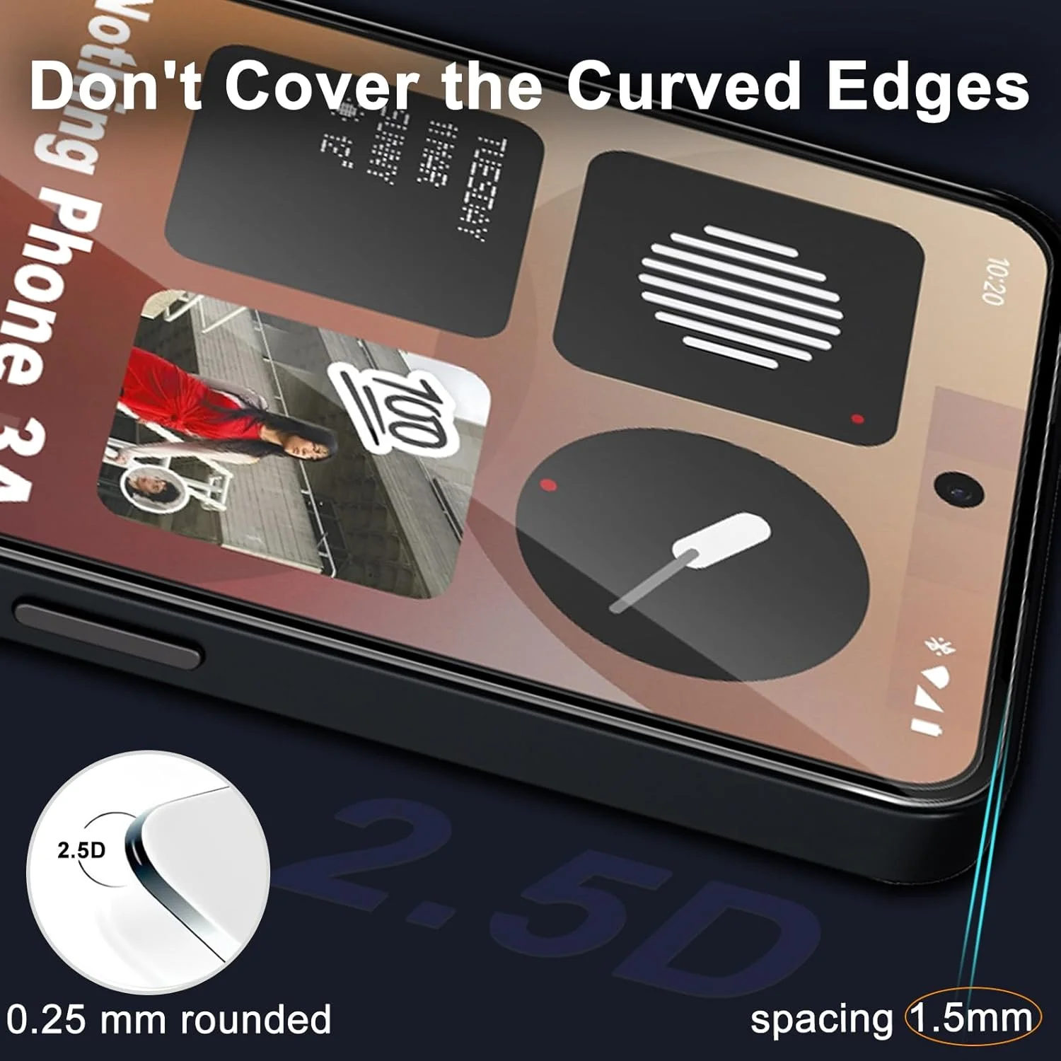 محافظ صفحه نمایش شیشه ای GEEMEE برای Nothing Phone 3A / 3A Pro، شیشه حرارت دیده با سختی 9H، محافظ صفحه نمایش شفاف HD بدون حباب و ضد خش، مشکی، 2 عدد