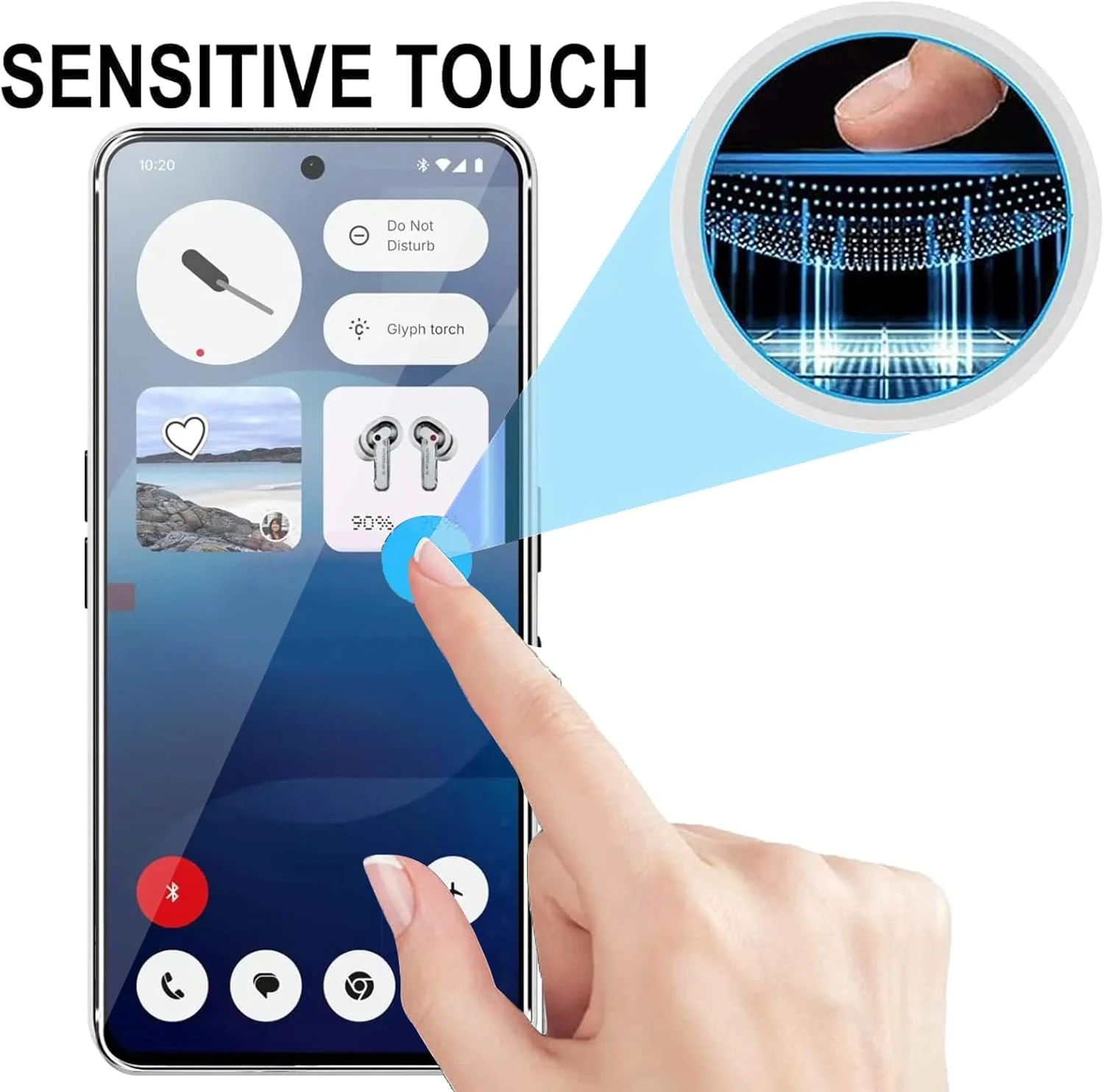 محافظ صفحه نمایش KZIOACSH برای ناتینگ فون (3a)، بسته 2+2، شیشه حرارت دیده ضد خش با سختی 9H، محافظ صفحه نمایش شفاف HD بدون حباب به همراه محافظ لنز دوربین برای ناتینگ فون (3a)