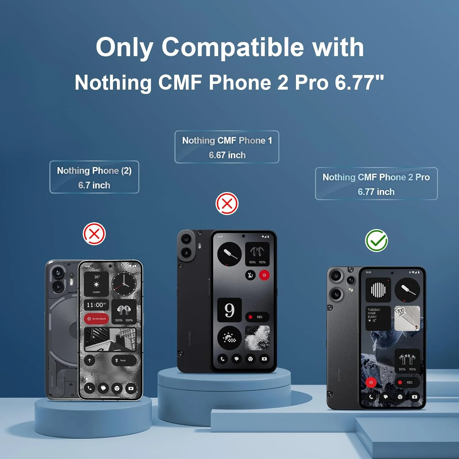 محافظ صفحه نمایش شیشه ای حرارت دیده GiiYoon بسته 3 عددی برای گوشی Nothing CMF Phone 2 Pro [پوشش کامل HD] [نصب آسان] [لبه گرد] [مقاوم در برابر خراش] [سختی 9H]