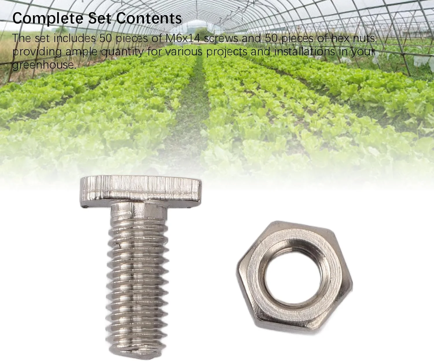 کیت پیچ و مهره گلخانه ای، 50 عدد پیچ و مهره گلخانه ای، پیچ و مهره M6X14 استیل ضد زنگ 304 برای باغبانی کیت پیچ و مهره گلخانه ای، 50 عدد پیچ و مهره گلخانه ای، پیچ و مهره M6X14 استیل ضد زنگ 304 برای باغبانی