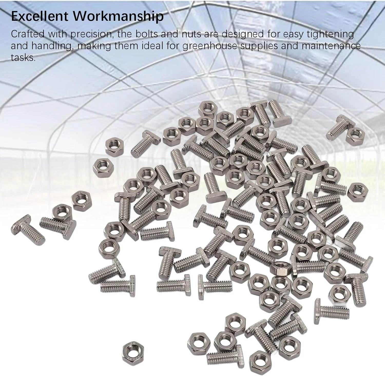 کیت پیچ و مهره گلخانه ای، 50 عدد پیچ و مهره گلخانه ای، پیچ و مهره M6X14 استیل ضد زنگ 304 برای باغبانی کیت پیچ و مهره گلخانه ای، 50 عدد پیچ و مهره گلخانه ای، پیچ و مهره M6X14 استیل ضد زنگ 304 برای باغبانی