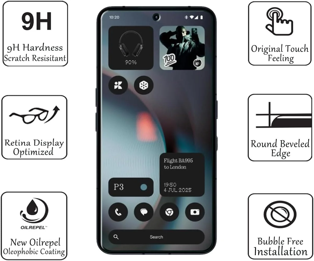 محافظ صفحه نمایش SALMERB بسته 3 عددی برای ناتینگ فون 3A/ناتینگ فون 3A Pro پوشش کامل، ضد خش، شفافیت بالا، ضد اثر انگشت، بدون حباب، شیشه حرارت دیده ممتاز