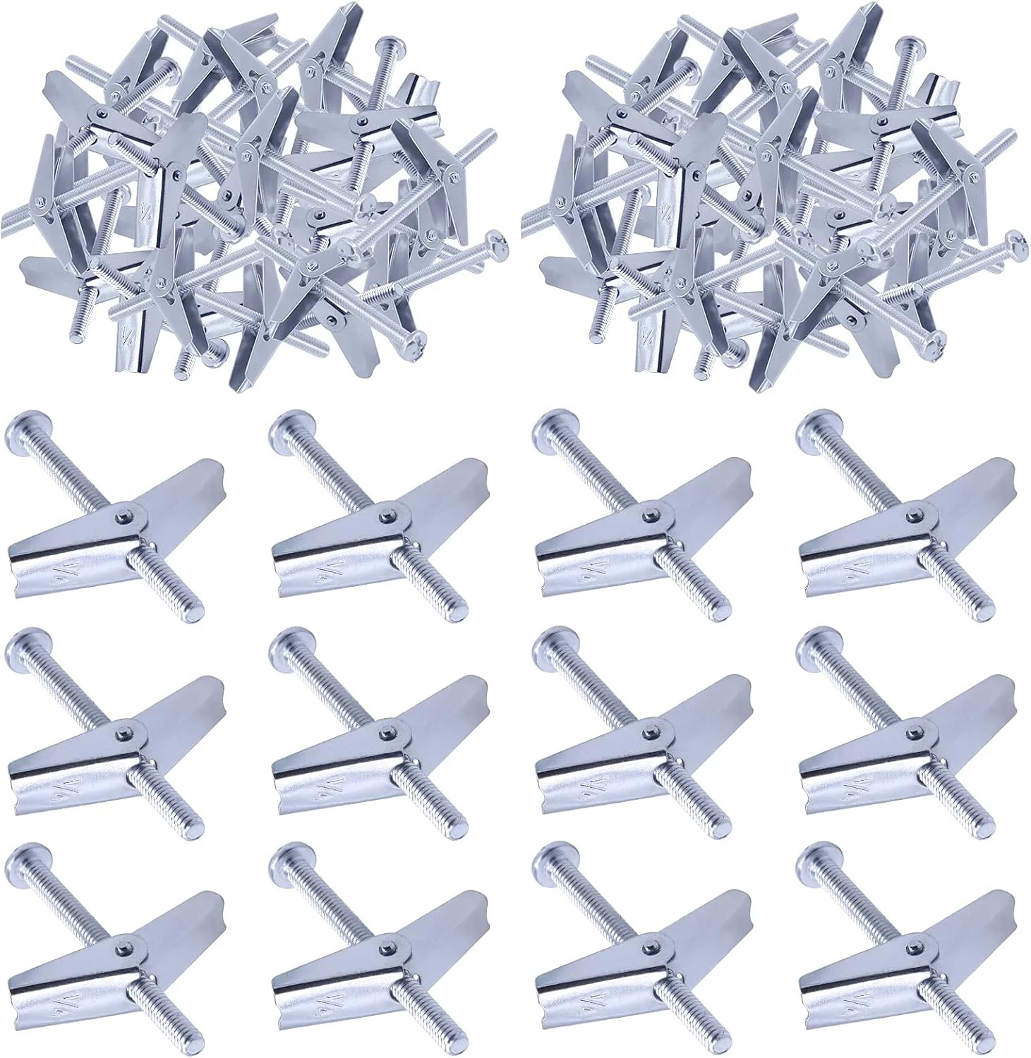 مجموعه 30 عددی پیچ پروانه ای و مهره بالدار 1/4 اینچی Swpeet برای آویزان کردن اجسام سنگین روی دیوار خشک مجموعه 30 عددی پیچ پروانه ای و مهره بالدار 1/4 اینچی Swpeet برای آویزان کردن اجسام سنگین روی دیوار خشک
