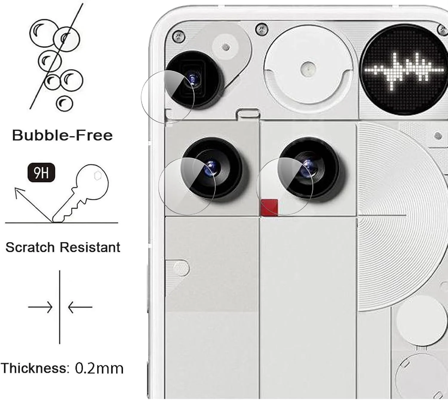 محافظ لنز دوربین عقب سازگار با ناتینگ فون (3)/ناتینگ فون 3، 4 عدد شیشه حرارت دیده HD [مقاوم در برابر خراش] محافظ لنز شیشه ای برای ناتینگ فون (3)/ناتینگ فون 3