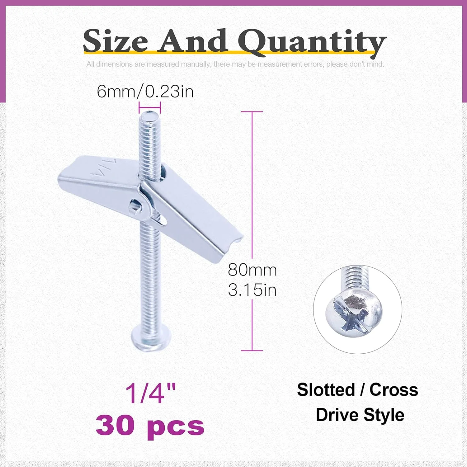 مجموعه 30 عددی پیچ پروانه ای و مهره بالدار 1/4 اینچی Swpeet برای آویزان کردن اجسام سنگین روی دیوار خشک مجموعه 30 عددی پیچ پروانه ای و مهره بالدار 1/4 اینچی Swpeet برای آویزان کردن اجسام سنگین روی دیوار خشک