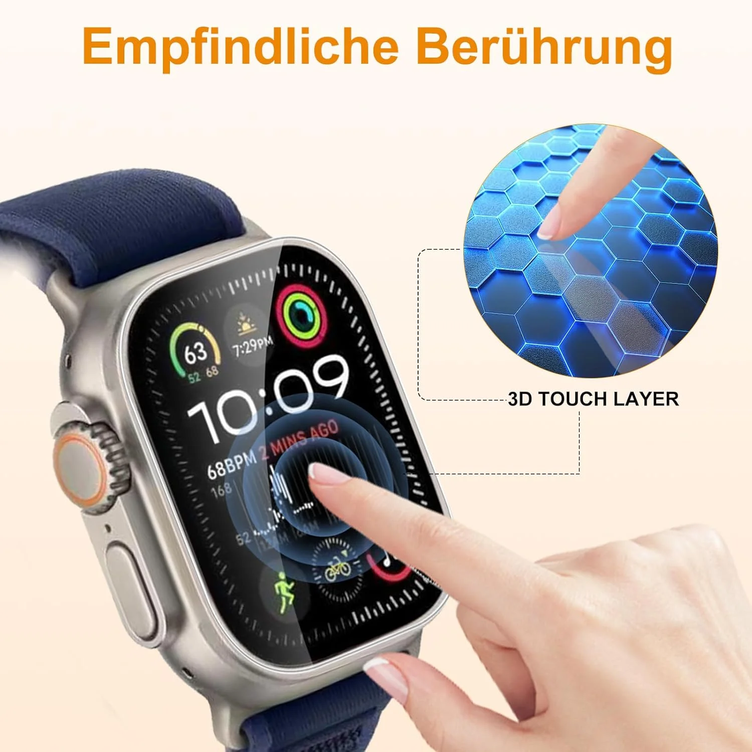 محافظ صفحه نمایش شیشه ای حرارت دیده برای اپل واچ اولترا 2/اولترا 49 میلی متر، بسته 4 عددی، محافظ صفحه نمایش TPU انعطاف پذیر خود ترمیم شونده برای فیلم iWatch Ultra 2، بدون حباب و ضد گرد و غبار