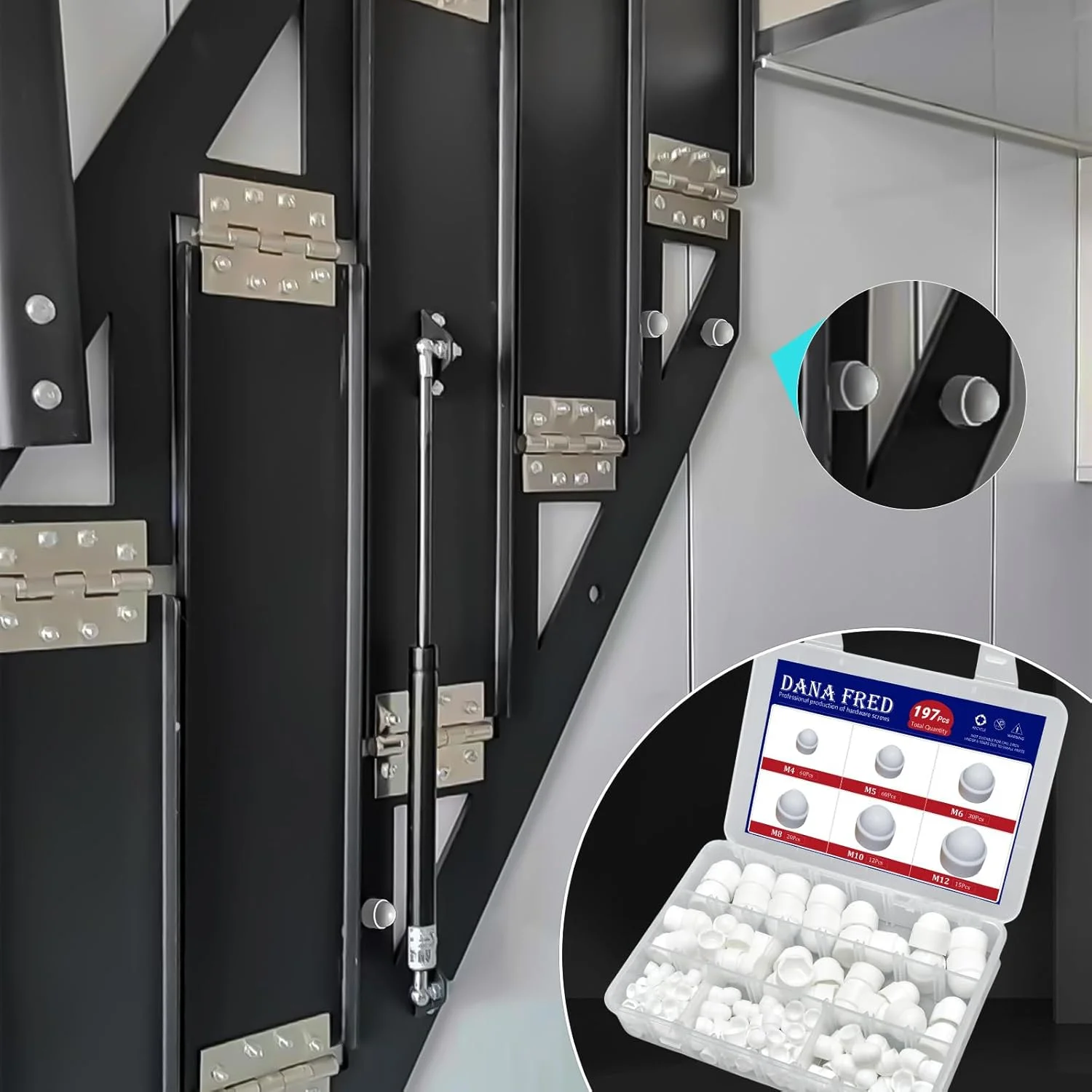 DANA FRED روکش مهره سفید، مجموعه درپوش های پلاستیکی مهره شش گوش با جعبه نگهداری، مهره قفلی نایلونی برای پیچ یا مهره های M4 M5 M6 M8 M10 M12 DANA FRED روکش مهره سفید، مجموعه درپوش های پلاستیکی مهره شش گوش با جعبه نگهداری، مهره قفلی نایلونی برای پیچ یا مهره های M4 M5 M6 M8 M10 M12