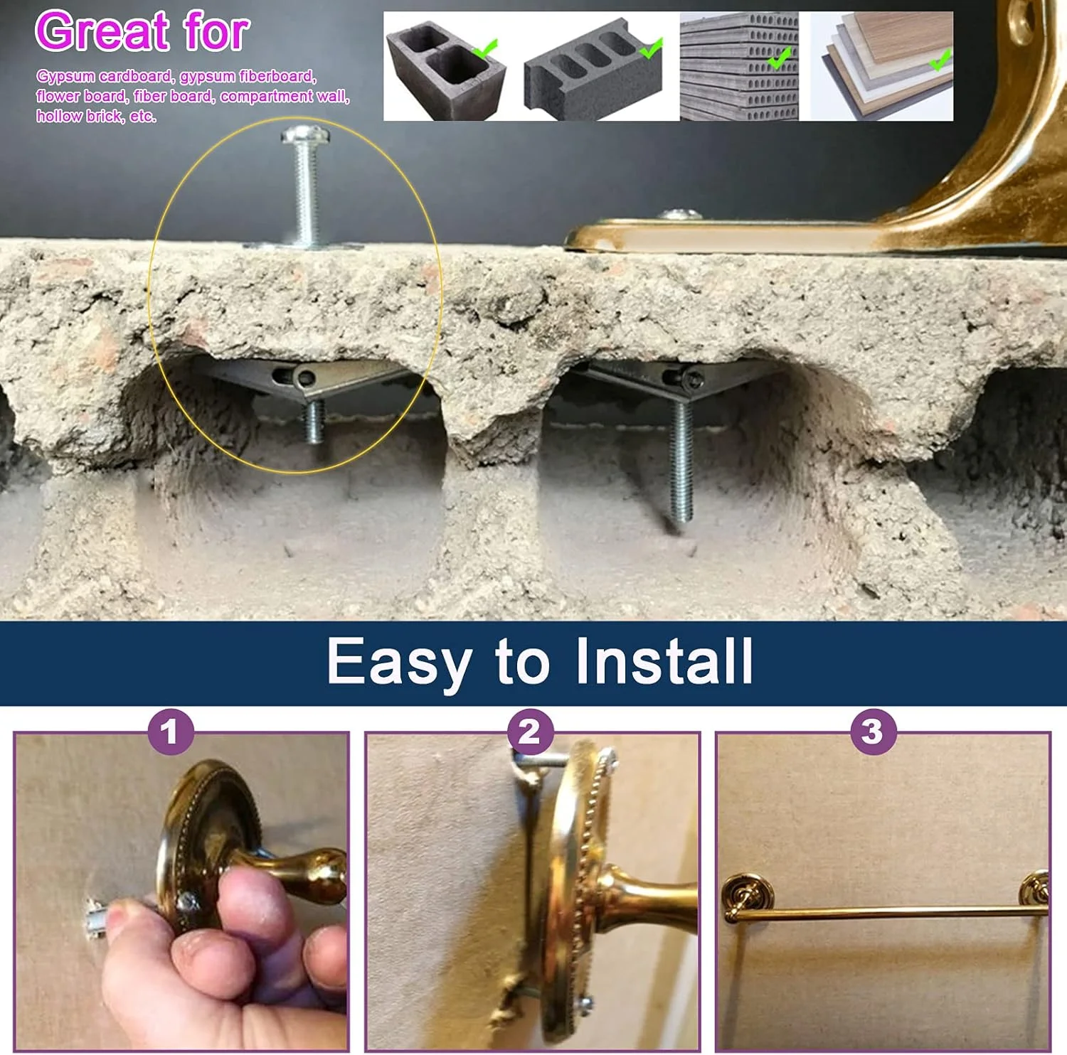 مجموعه 30 عددی پیچ پروانه ای و مهره بالدار 1/4 اینچی Swpeet برای آویزان کردن اجسام سنگین روی دیوار خشک مجموعه 30 عددی پیچ پروانه ای و مهره بالدار 1/4 اینچی Swpeet برای آویزان کردن اجسام سنگین روی دیوار خشک