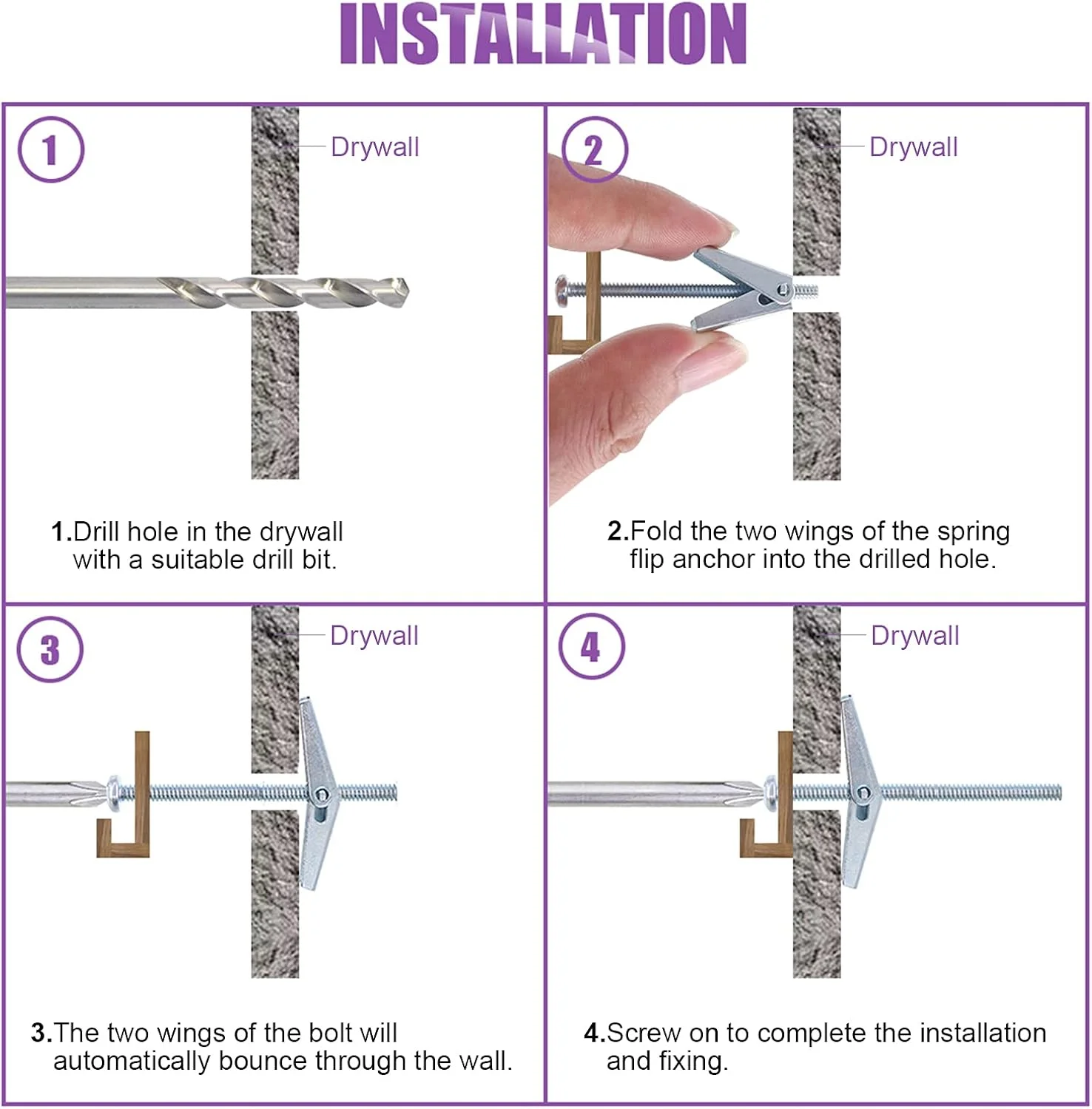 مجموعه 30 عددی پیچ پروانه ای و مهره بالدار 1/4 اینچی Swpeet برای آویزان کردن اجسام سنگین روی دیوار خشک مجموعه 30 عددی پیچ پروانه ای و مهره بالدار 1/4 اینچی Swpeet برای آویزان کردن اجسام سنگین روی دیوار خشک