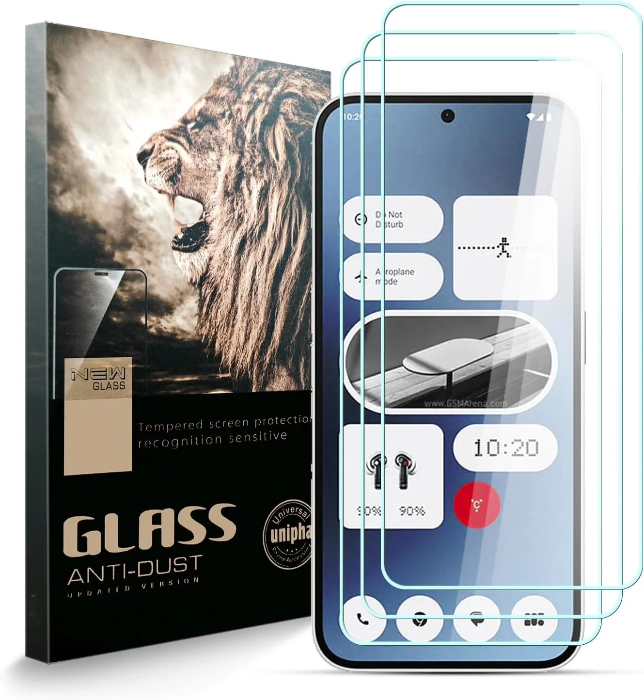 محافظ صفحه نمایش شیشه ای تمپرد AYSOW برای ناتینگ فون (2a)، شیشه ممتاز 0.3 میلی متر با سختی 9H، فیلم 2.5D، ضد خش، نصب آسان، محافظ صفحه نمایش برای ناتینگ فون (2a) [بسته 3 عددی]