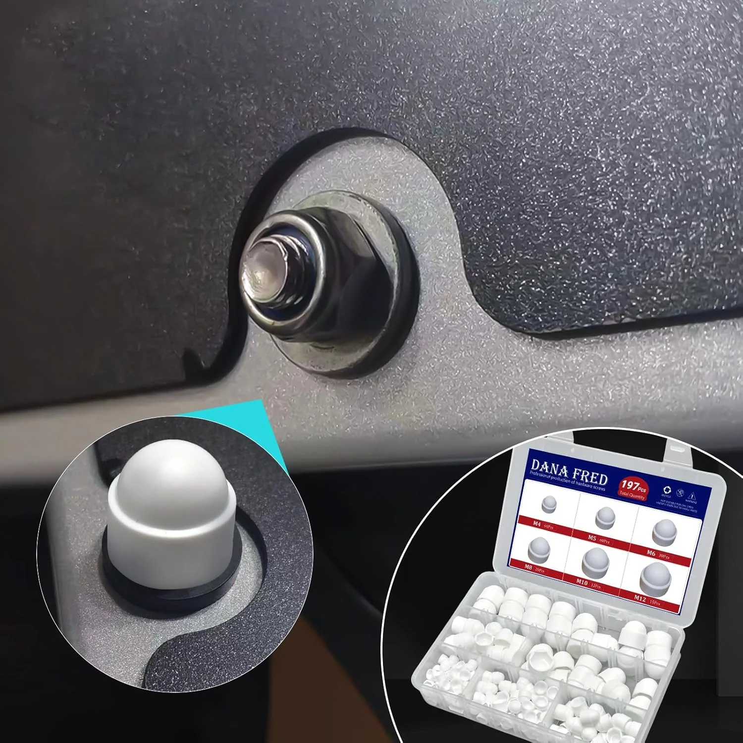 DANA FRED روکش مهره سفید، مجموعه درپوش های پلاستیکی مهره شش گوش با جعبه نگهداری، مهره قفلی نایلونی برای پیچ یا مهره های M4 M5 M6 M8 M10 M12 DANA FRED روکش مهره سفید، مجموعه درپوش های پلاستیکی مهره شش گوش با جعبه نگهداری، مهره قفلی نایلونی برای پیچ یا مهره های M4 M5 M6 M8 M10 M12